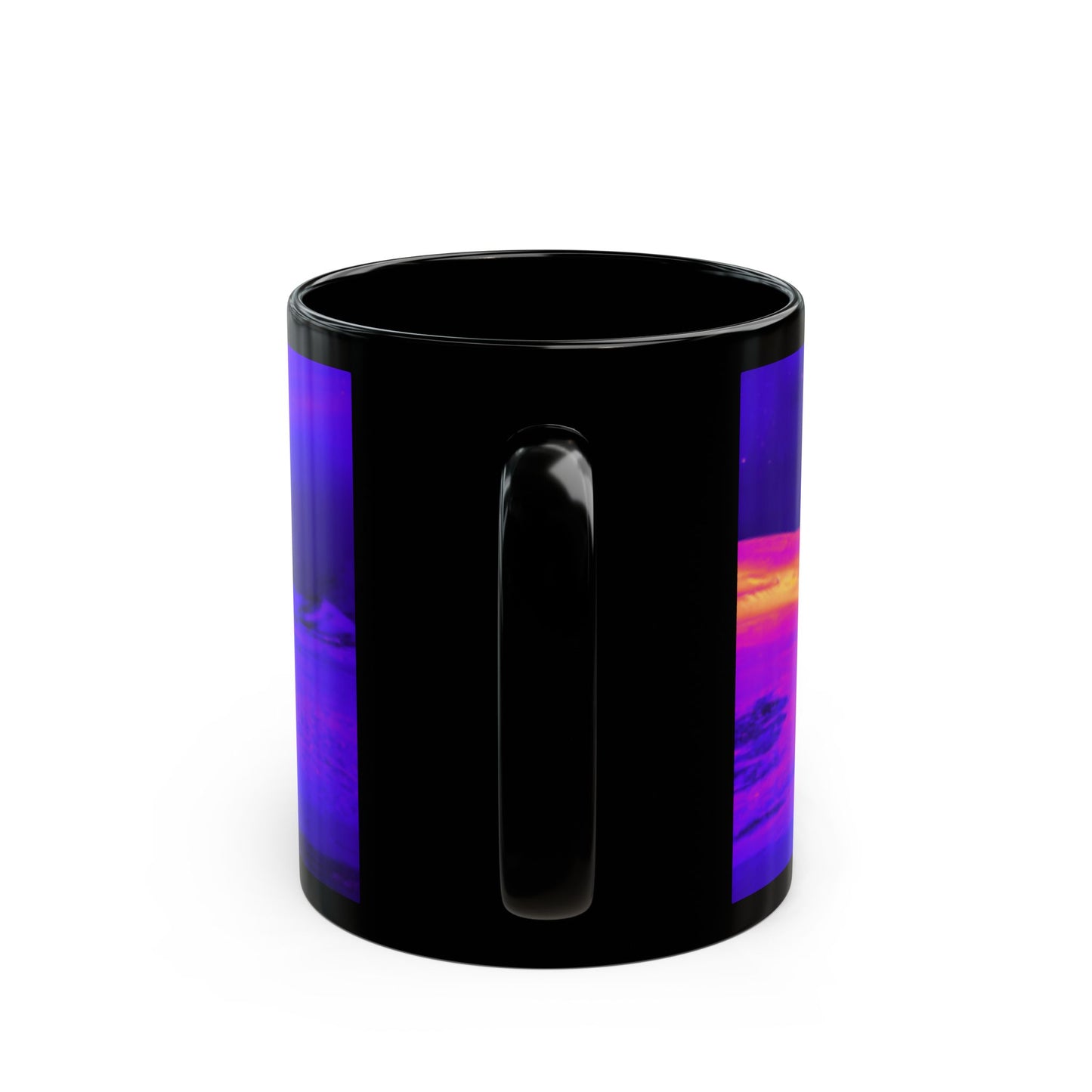 Black Mug (11oz, 15oz), Cold Ocean Lights, Midnight