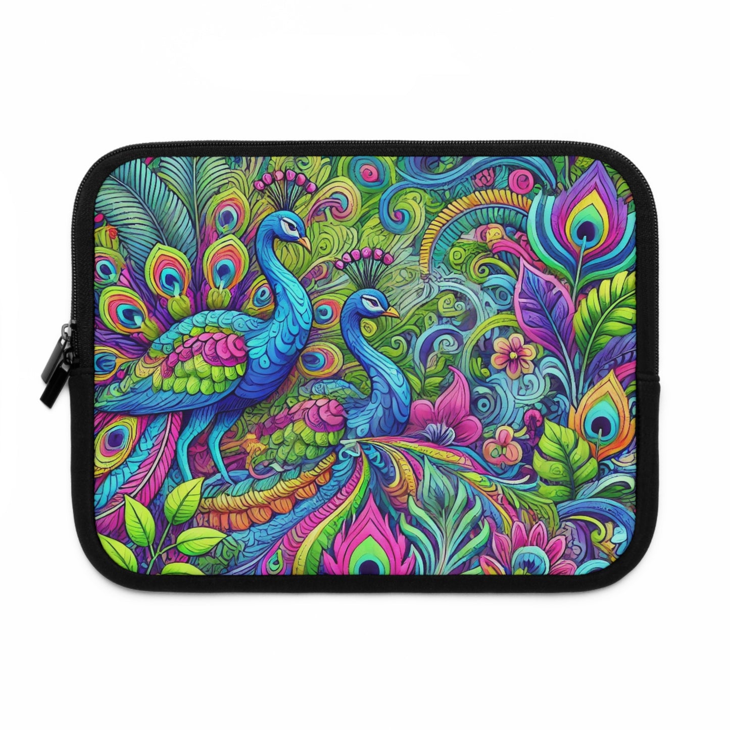 Tropical Laptop Sleeve, 5 Sizes - Perfect for Beach Lovers & Students / Rainforest Peacocks POP