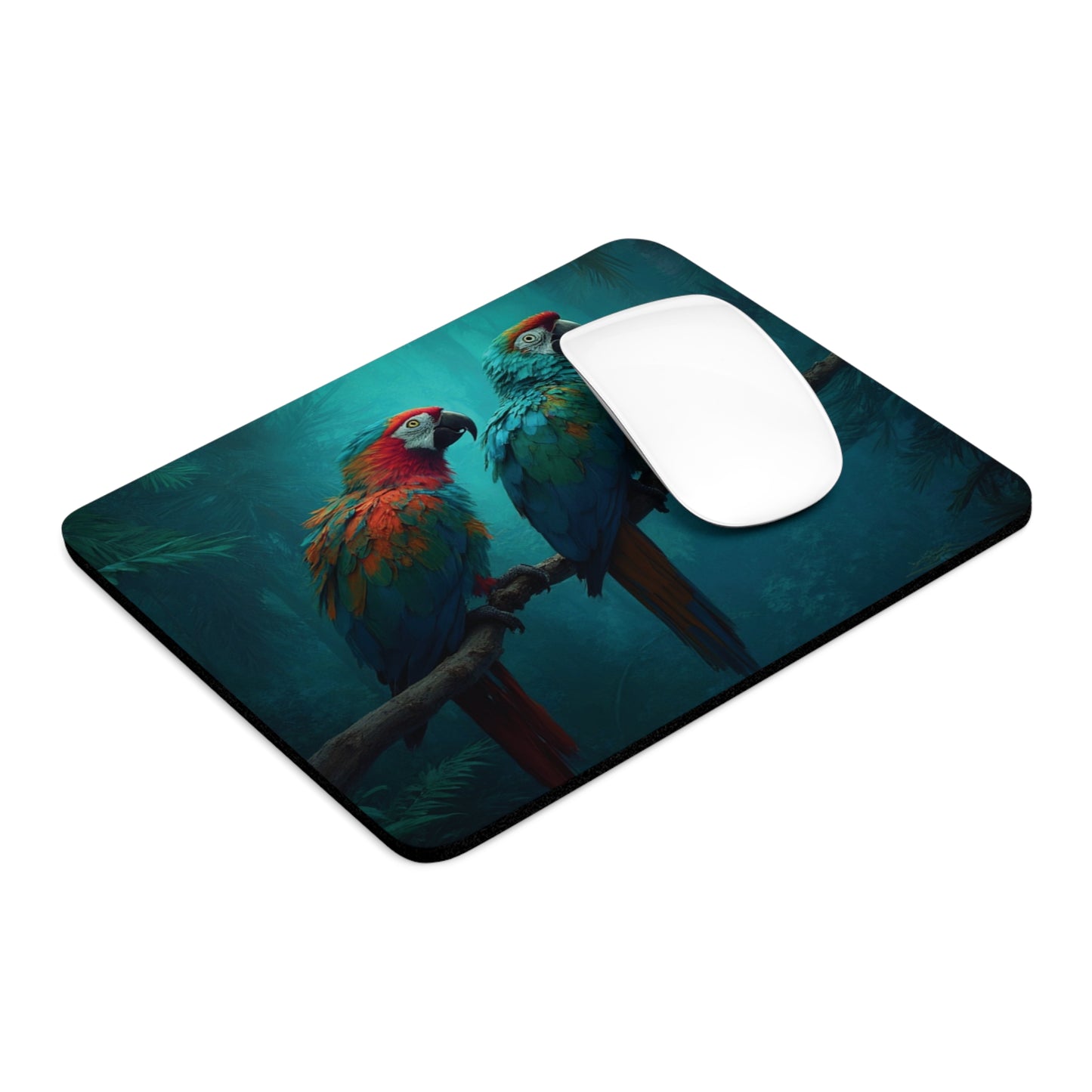 Tropical Mouse Pad, 2 Shapes - Parrot Vibes for Home Office & Gamer / Rainforest Parrot Friends