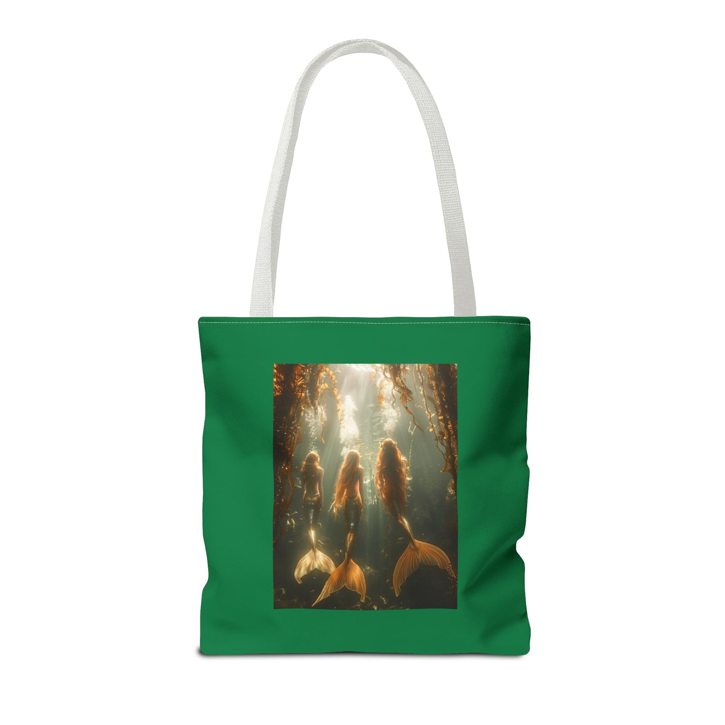 Three Mermaid Sisters, Dark Green Tote Bag - 3 Sizes