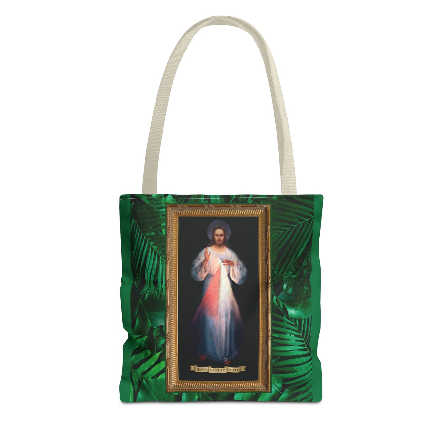 Religious Divine Mercy Tropical Tote Bag - 3 Sizes