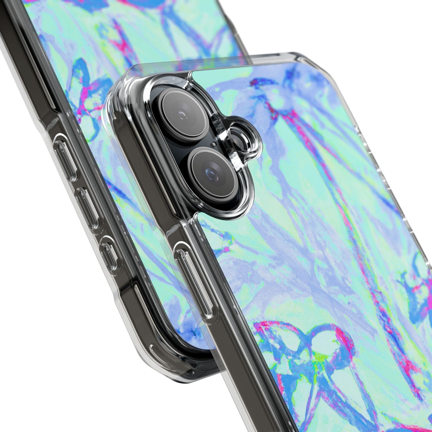 Tropical Doodles/Blue Magnetic Clear Phone Case, Many Models