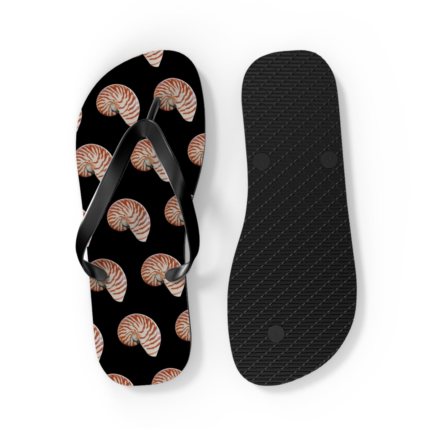 Flip Flops - Tiger Stripe Nautilus Shell, black