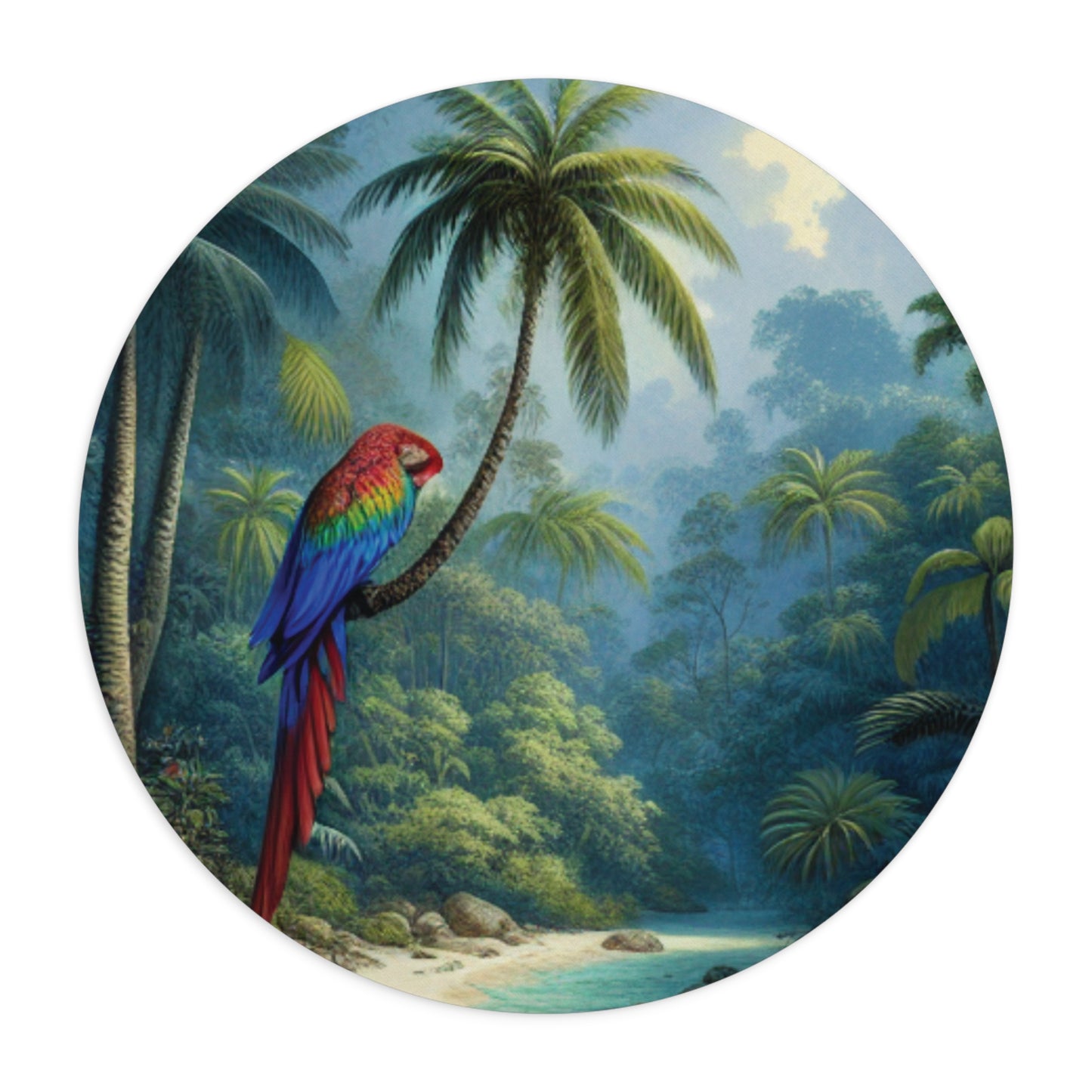 Rainforest Mouse Pad, 2 Shapes - Fun Vibes for Home Office & Gamer / Tropical Sleeping Beauty Parrot
