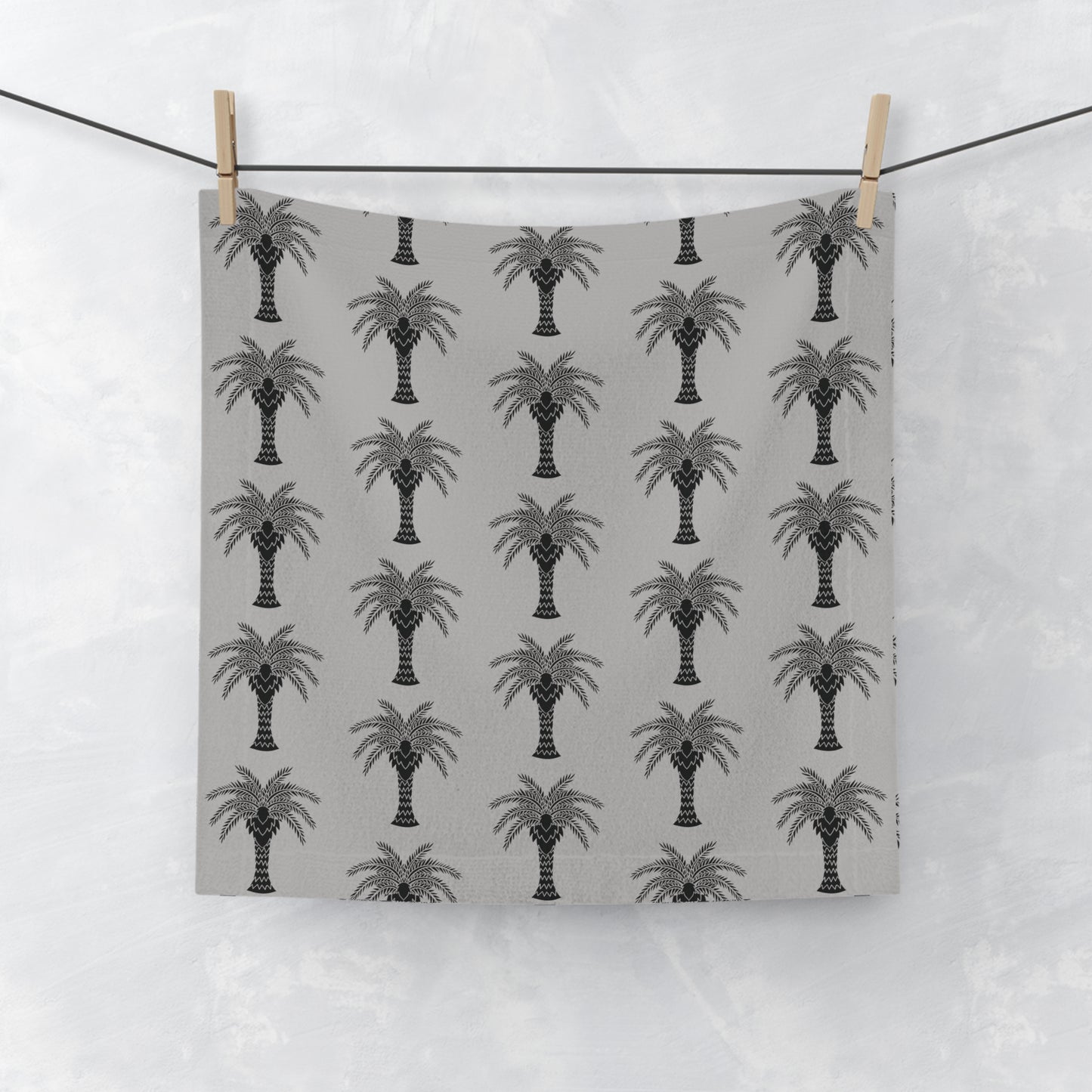 Face Towel - Stylized Palm lt. grey