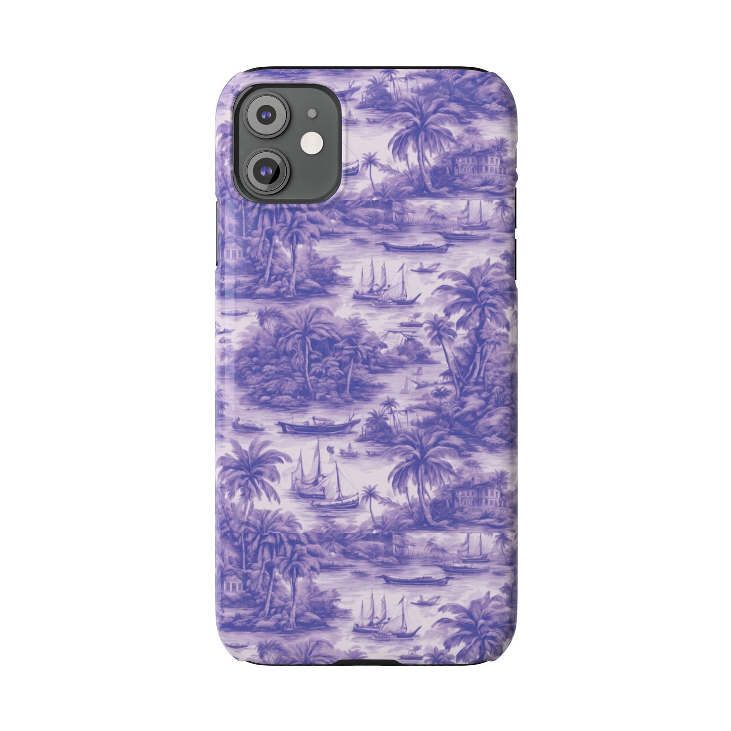 Slim Phone Cases - Tropical Toile #1, purple