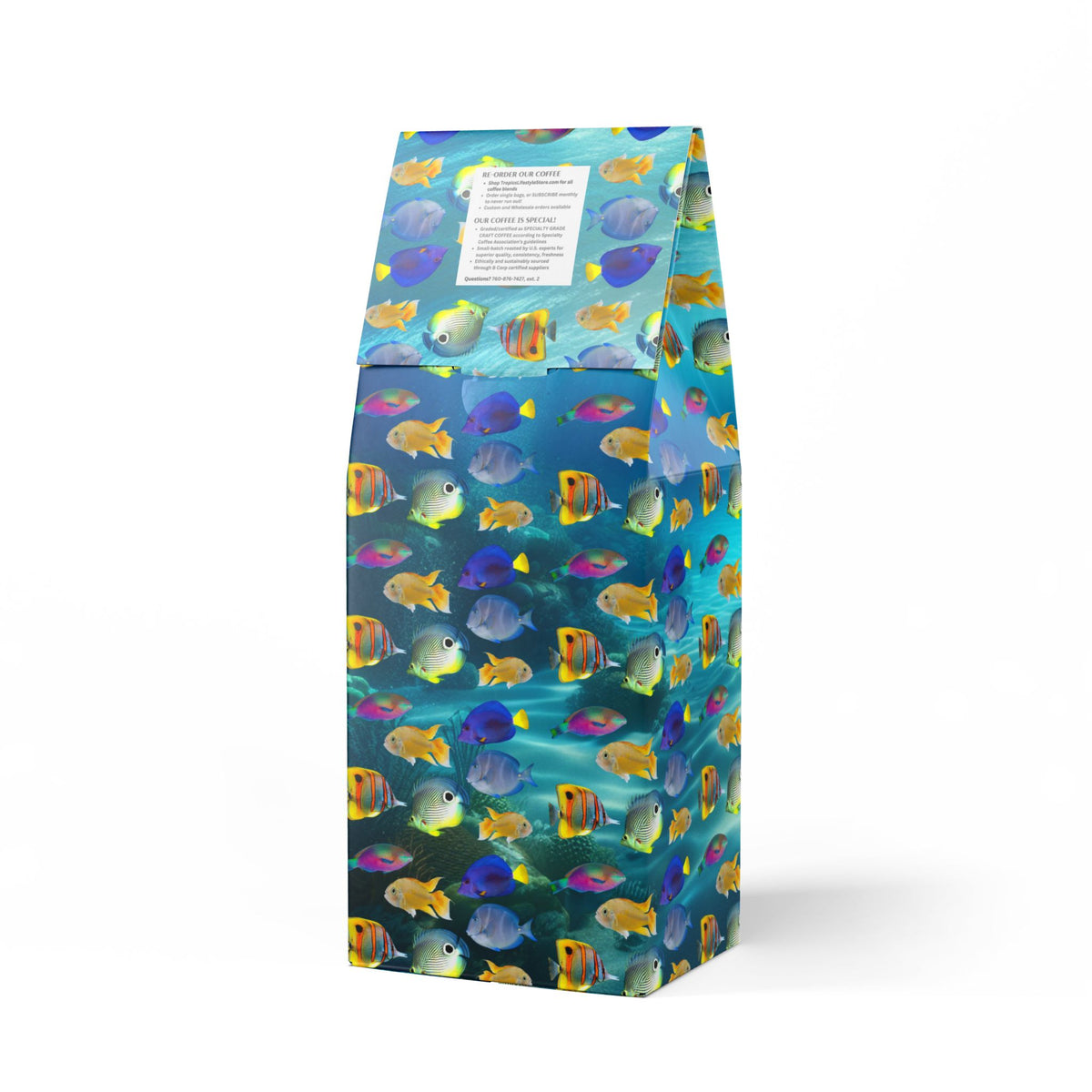 Cocoa Palms Blend™ (Medium-Dark Roast) Specialty Grade Craft Coffee / School of Fish, Ocean