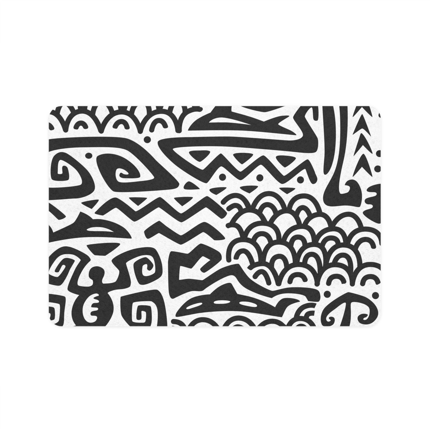 Pet Food Mat (12x18) - Tiki Aztec Black