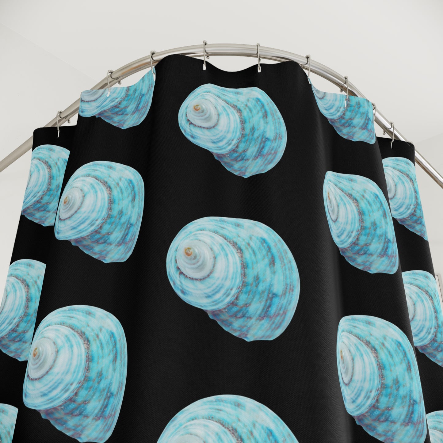Tropical Shower Curtain - Ocean Bathroom Decor / Jade Turbo Shell/Black