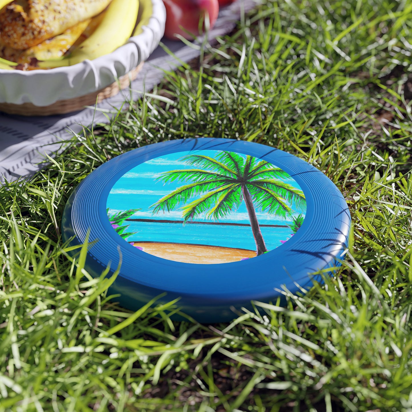 Tropical Paradise Frisbee with Palm Tree Design for Beach Fun