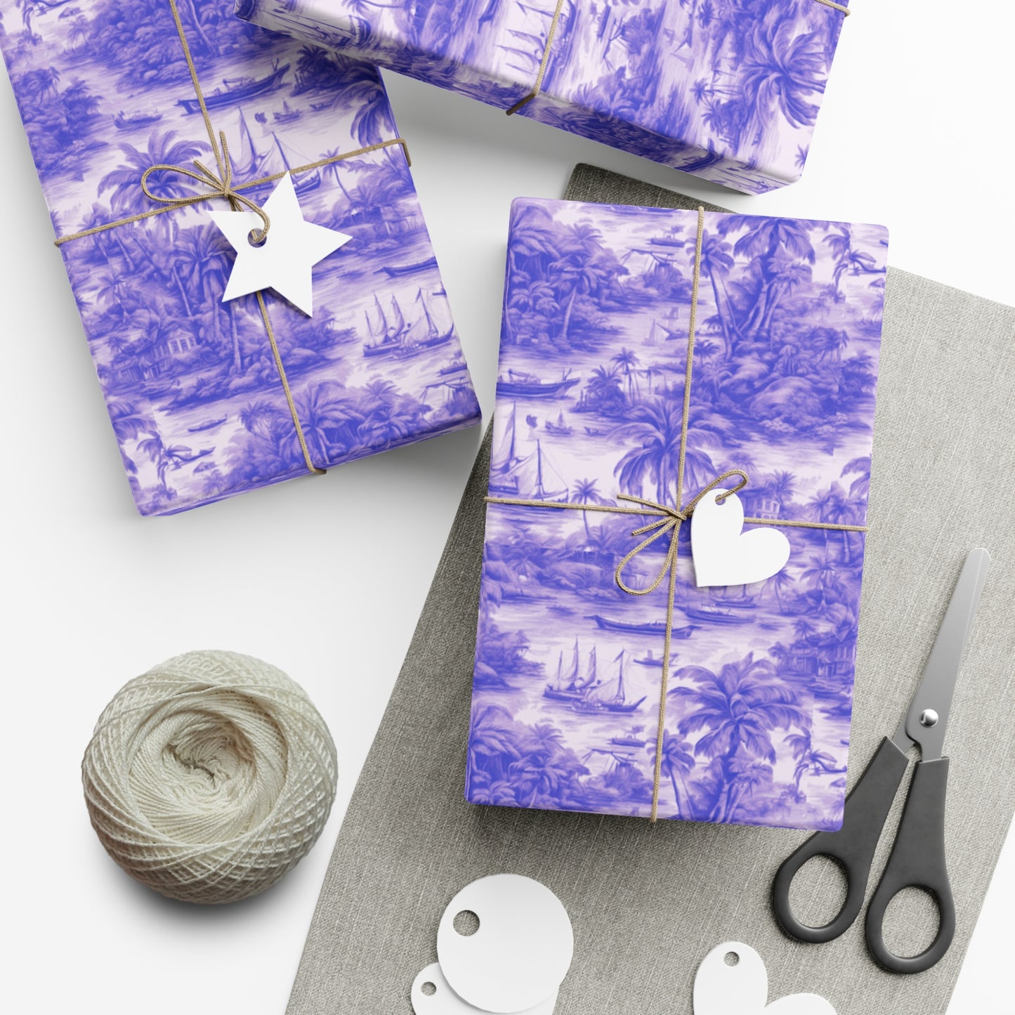 Gift Wrap Papers, Tropical Toile #1, Purple, 3 Sizes