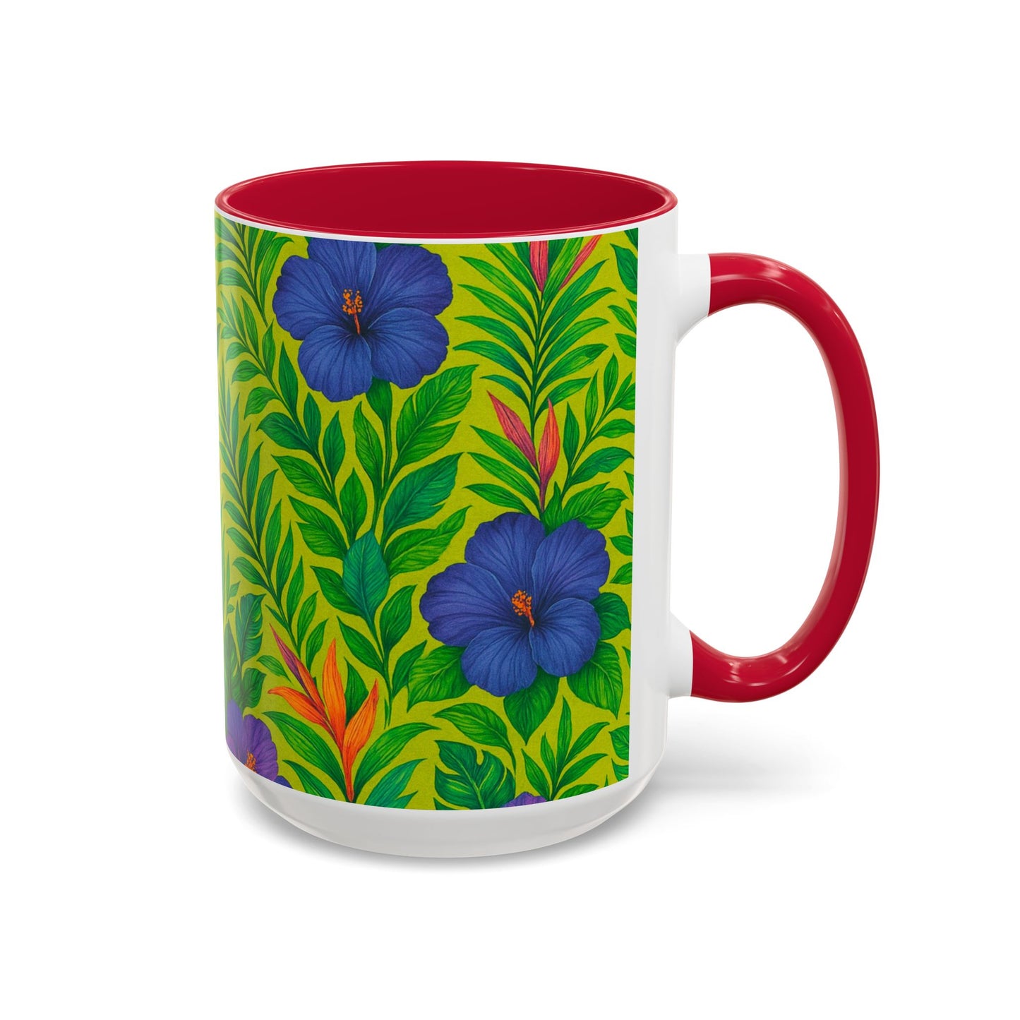Vibrant Floral Coffee Mug - 11oz & 15oz / Midnight Flower Lime