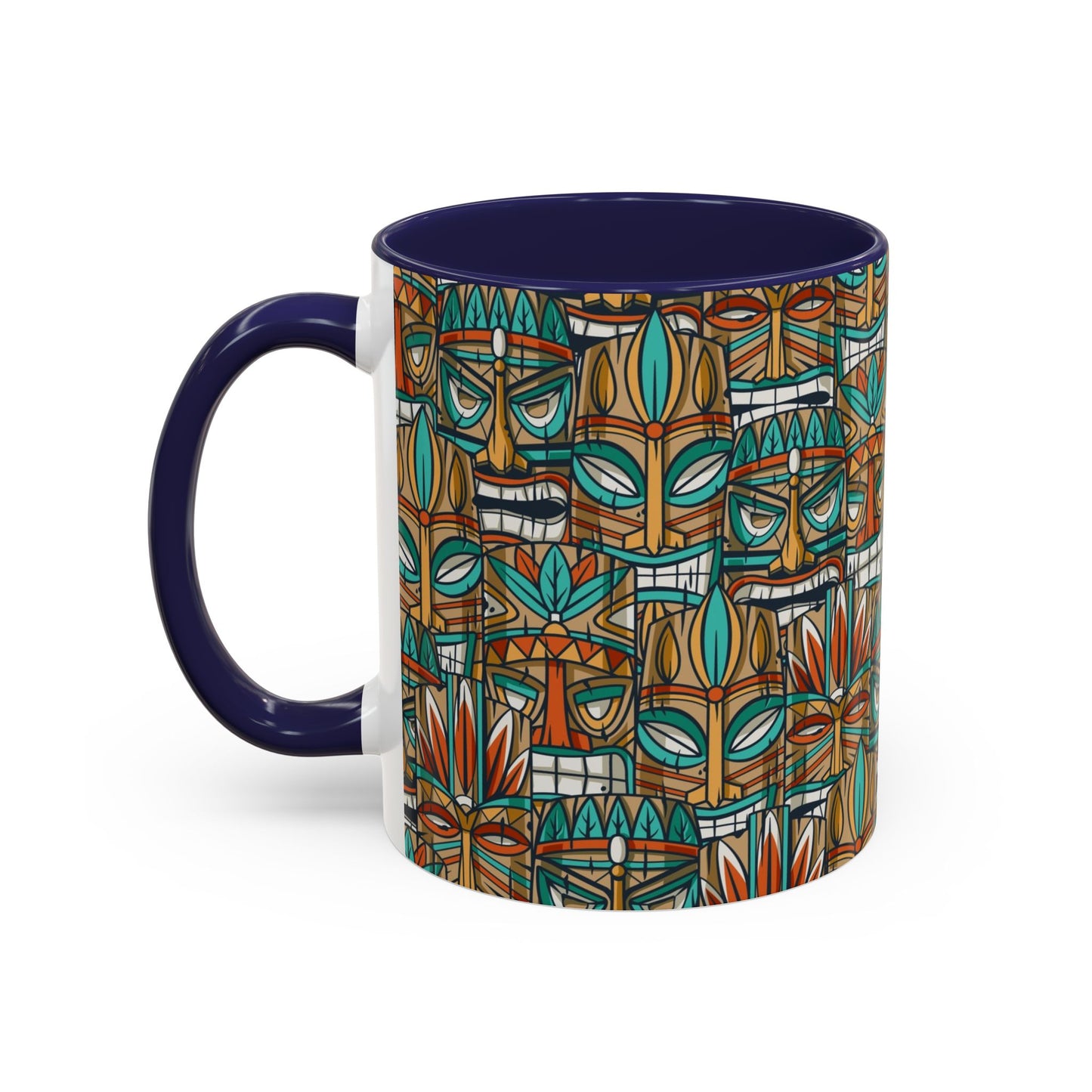 Accent Coffee Mug (11, 15oz), 8 Colors - Turquoise Tiki Party