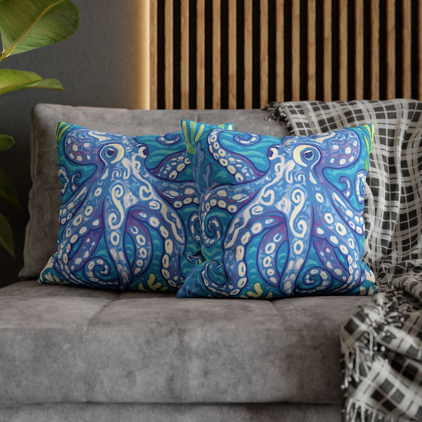 Faux Suede Square Pillowcase - Blue Kraken Joe