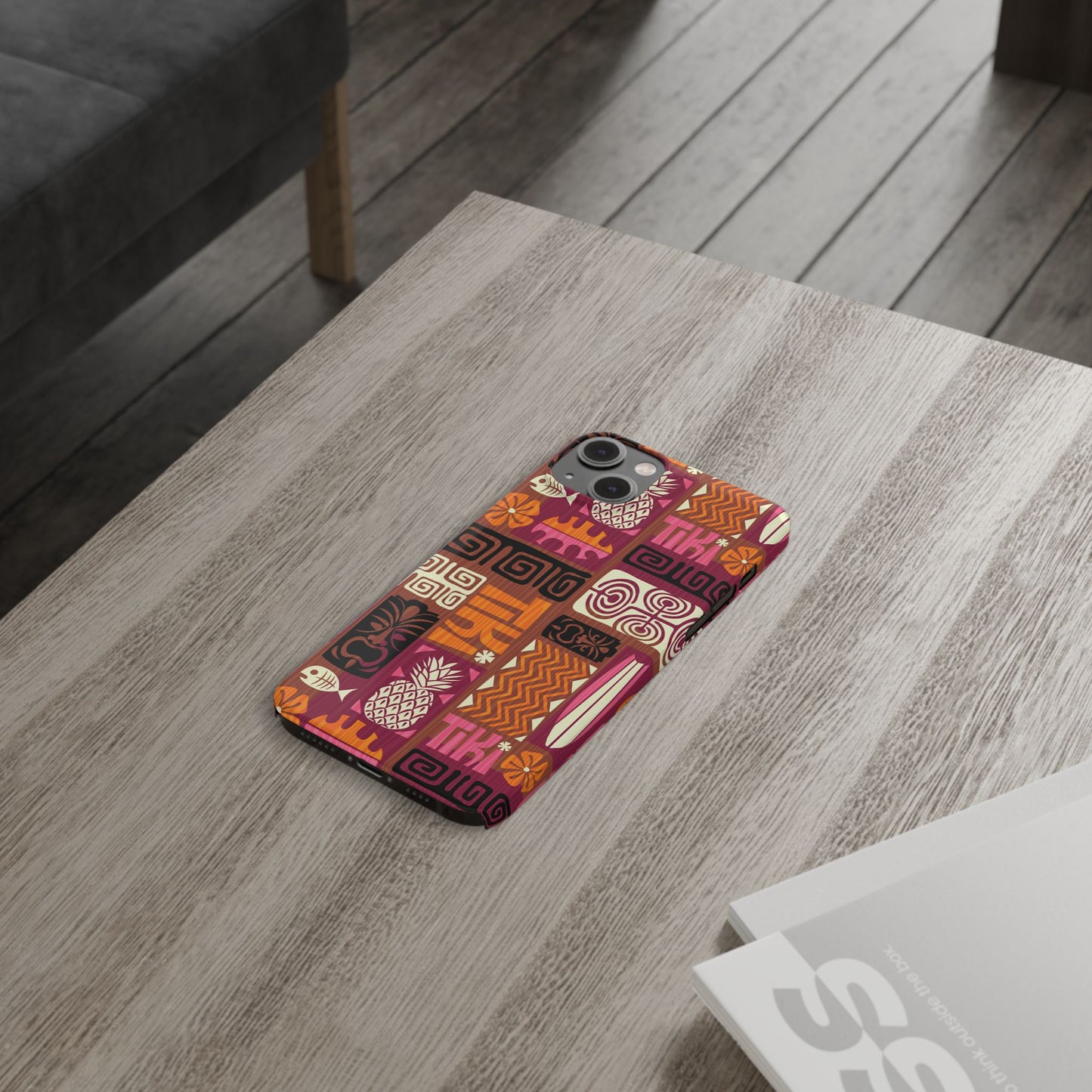 Slim Phone Cases - Tiki Poster Pink/Orange