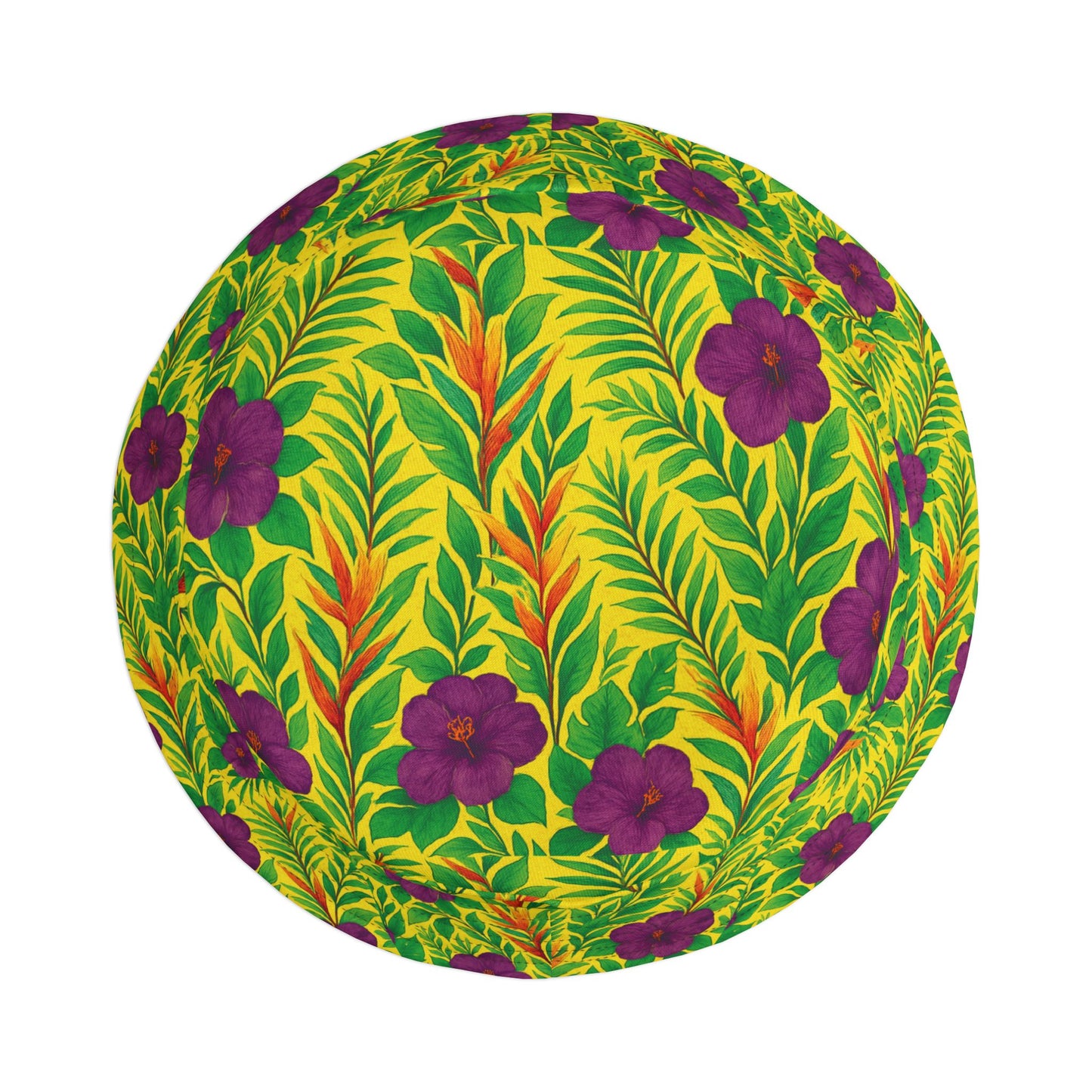 Tropical Polyester Bucket Hat, 2 Sizes - Midnight Flower Yellow