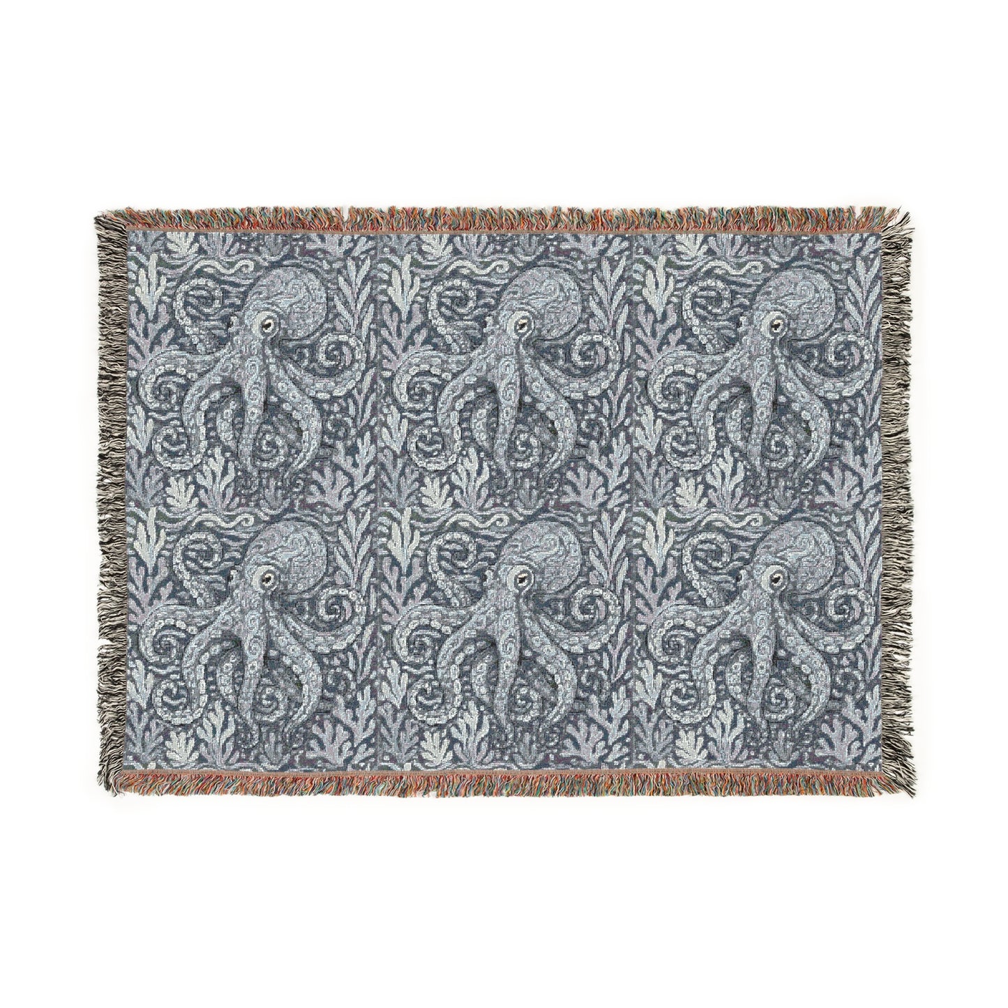 Cozy Grey Octopus Woven Blanket, 3 Sizes - Nautical Home Decor for Relaxation & Celebrations