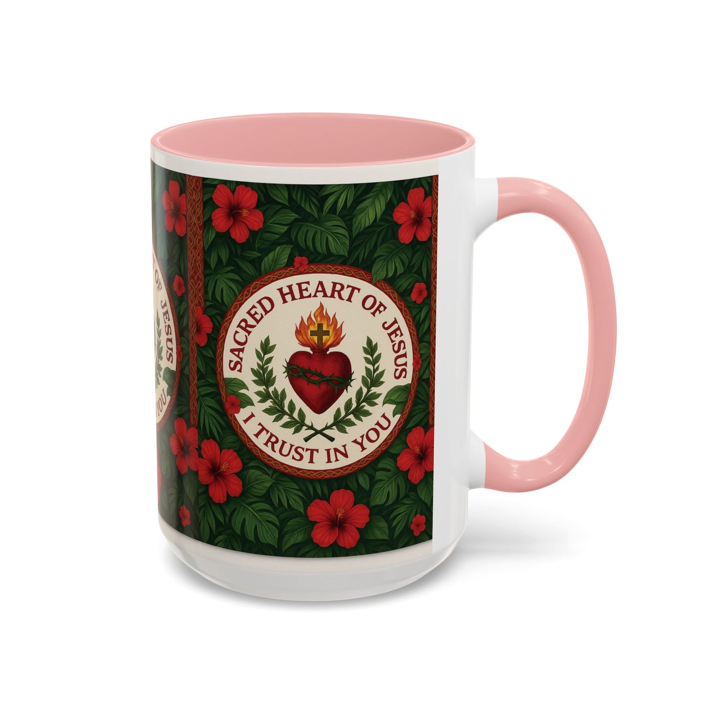 Religious Accent Color Coffee Mug (11, 15oz) / Sacred Heart of Jesus Prayer, Various Colors
