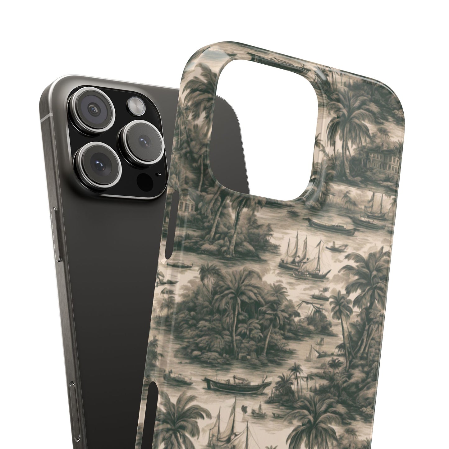 Slim Phone Cases - Tropical Toile #1, black