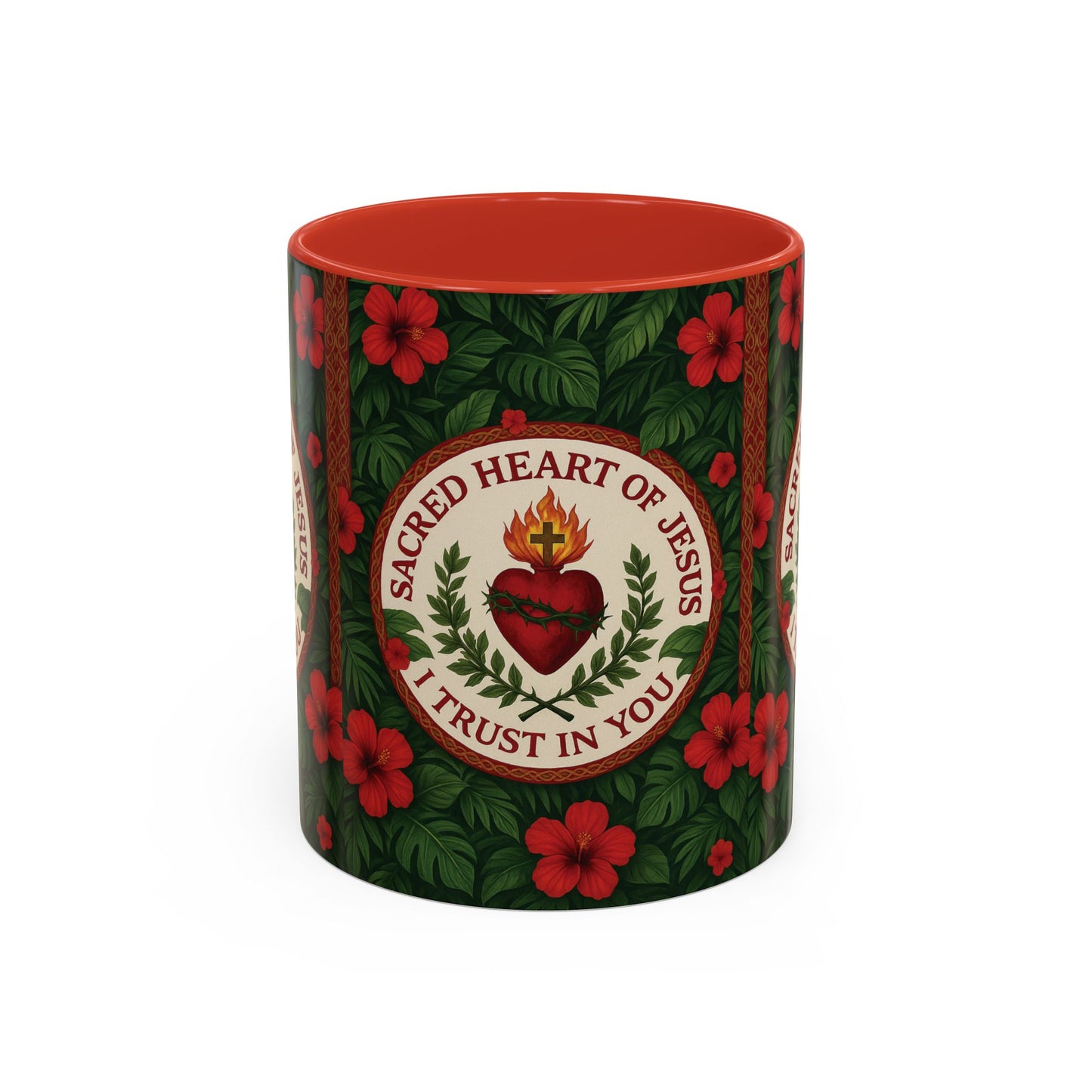 Religious Accent Color Coffee Mug (11, 15oz) / Sacred Heart of Jesus Prayer, Various Colors