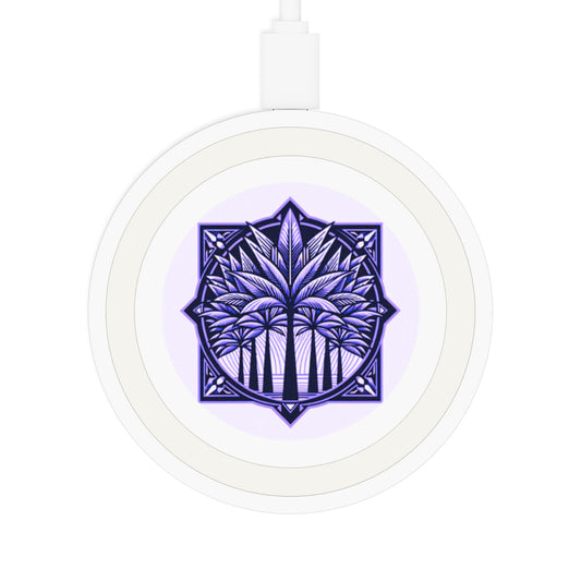 Quake Wireless Charging Pad - Deco Palm Trees, Purple