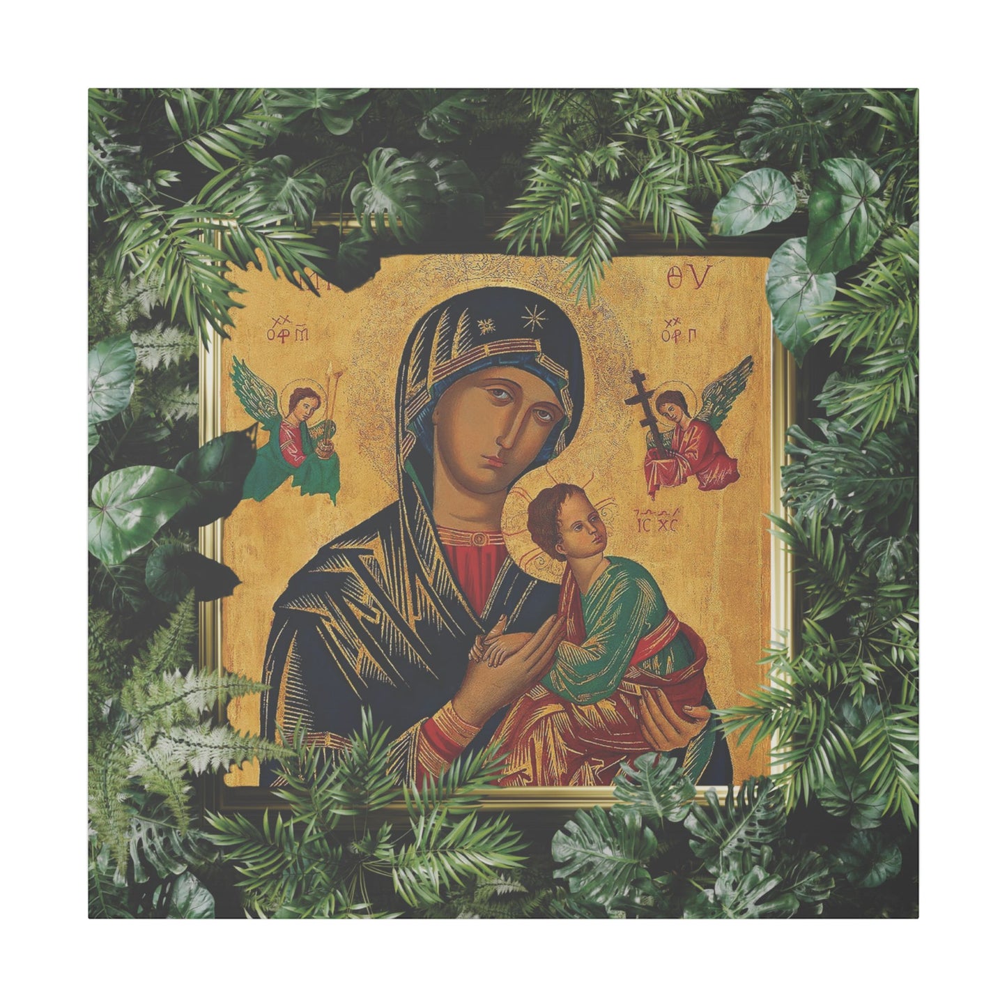 "Tropical Our Lady of Perpetual Help" Canvas Artwork - Stretched Canvas Print / Virgin Mary