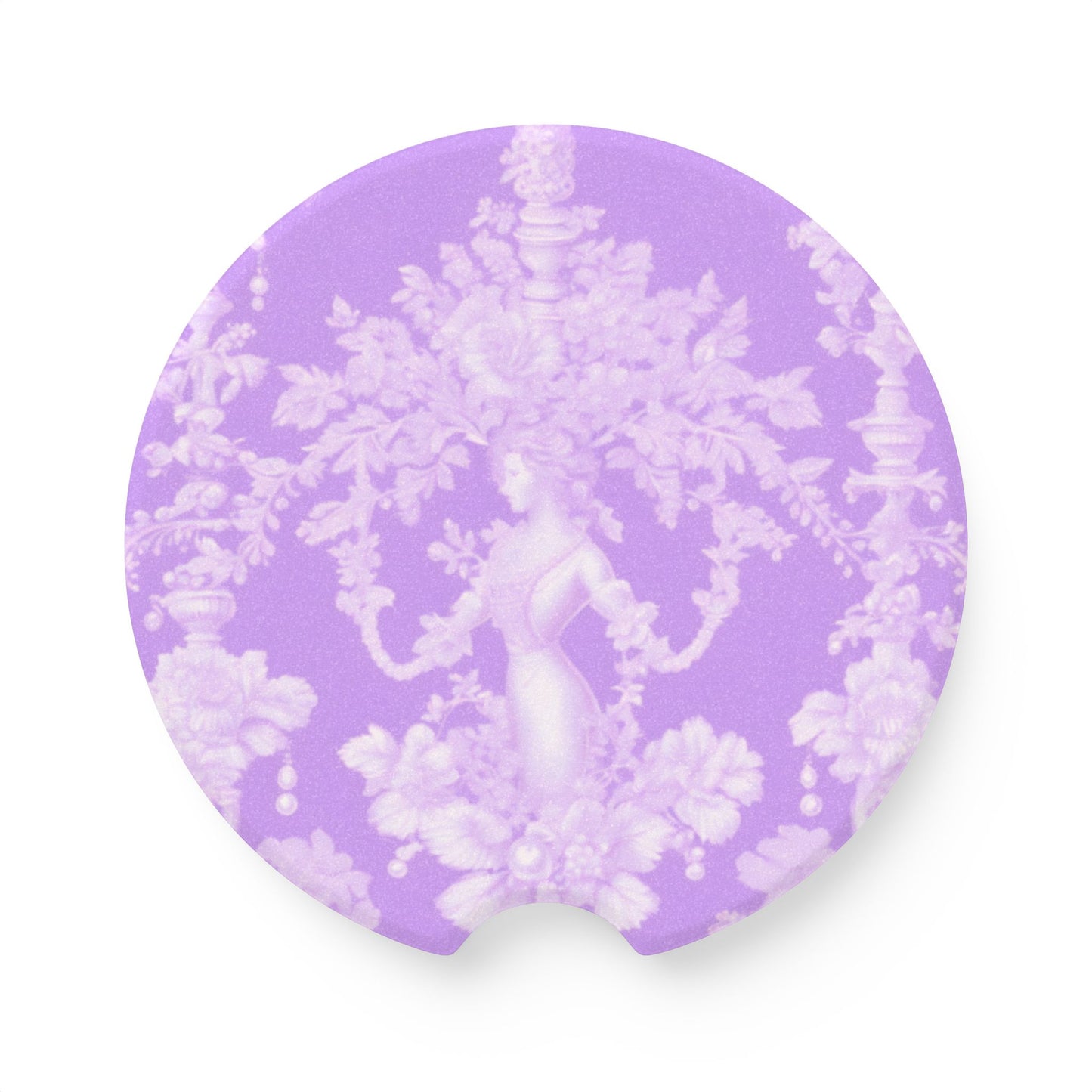 Soapstone Car Coaster - Pearl Lady Toile, purple