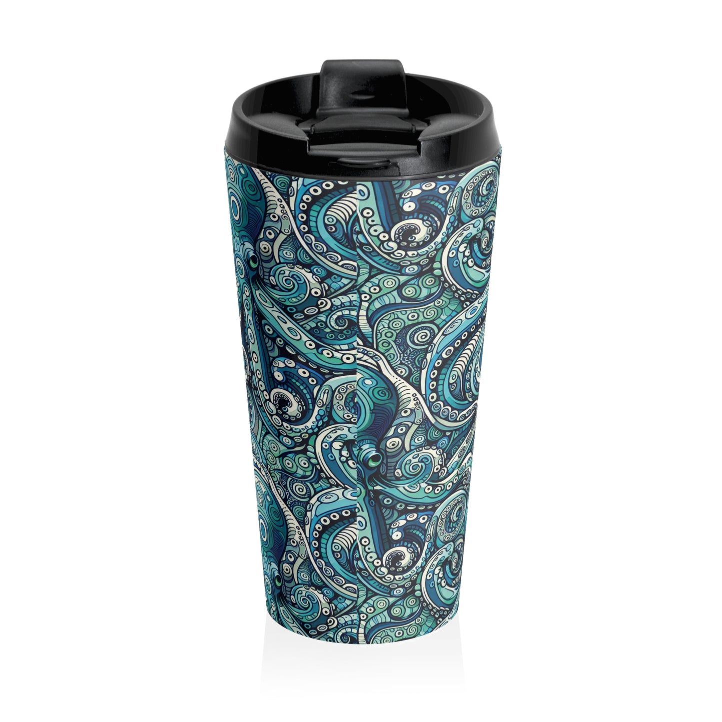 15 oz. Stainless Steel Travel Mug / Octopus Aqua