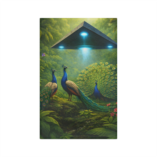 Microfiber Coffee/Tea Towel  ~ Peacocks & UFO