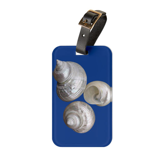 Luggage Tag - White Nautilus Trio, dark blue