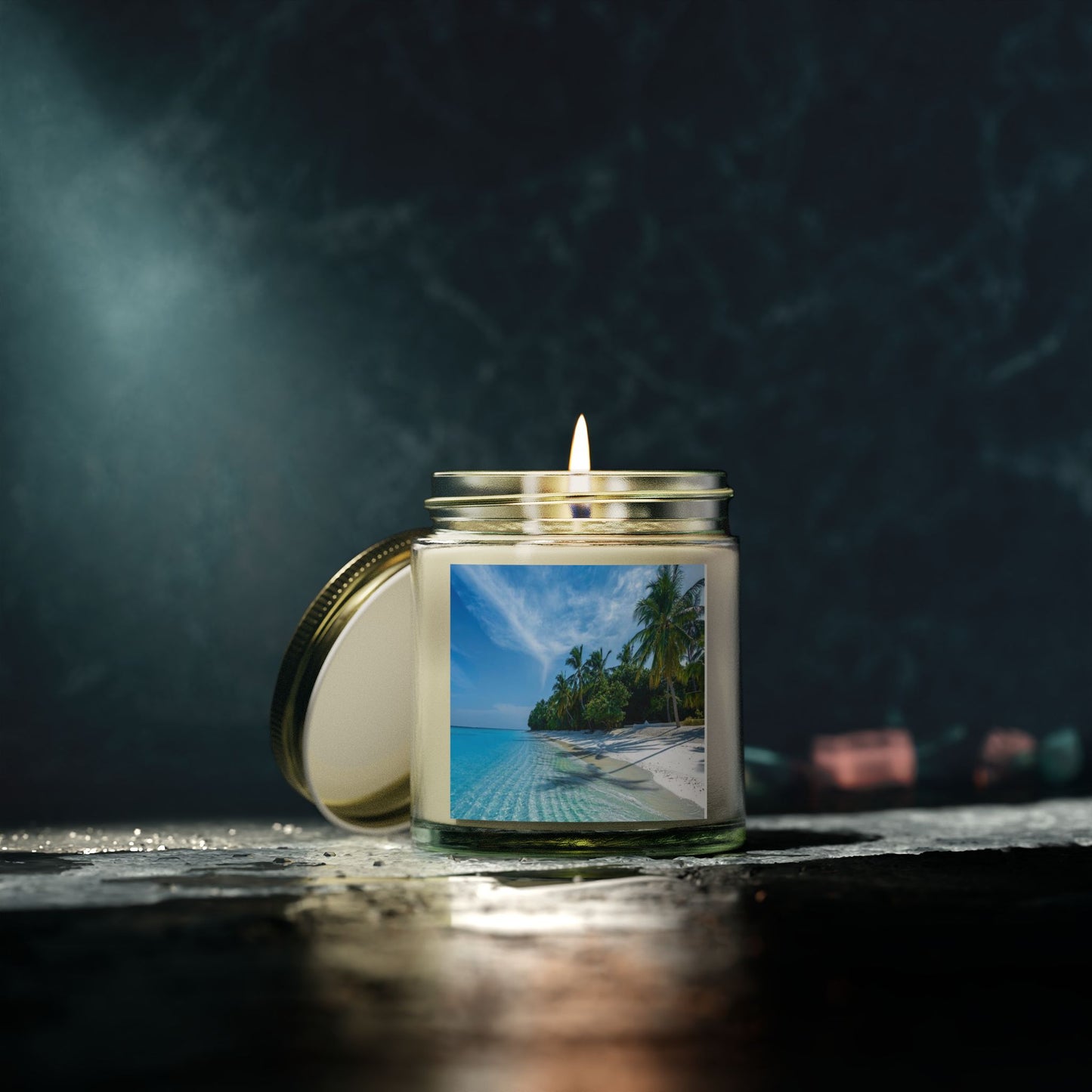 Scented Candles, Coconut Apricot Wax (4oz, 9oz) - Calming Private Beach