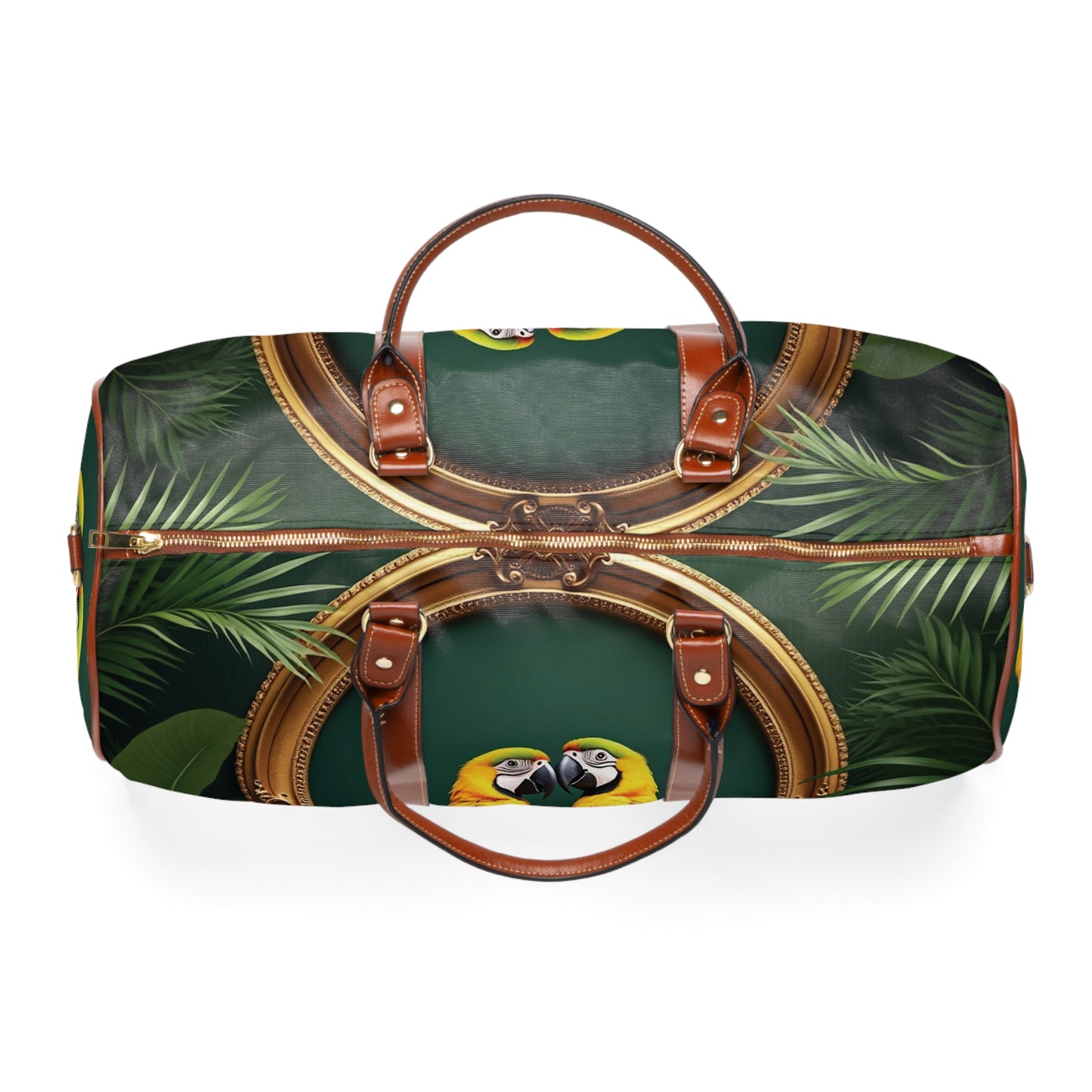 Tropical Waterproof Travel Bag - Perfect for Beach Getaways / Framed Parrot Pair
