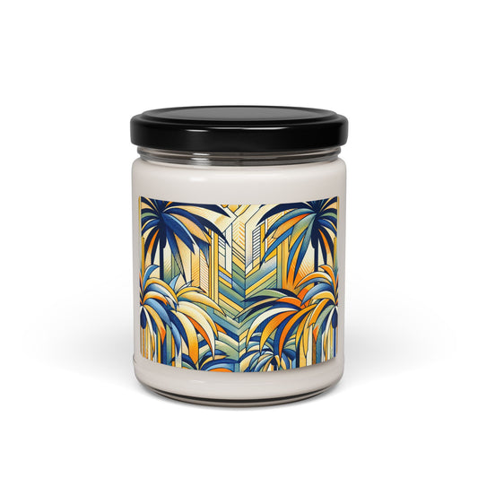 Soy Candle, 9oz, Stylized Blue Palms