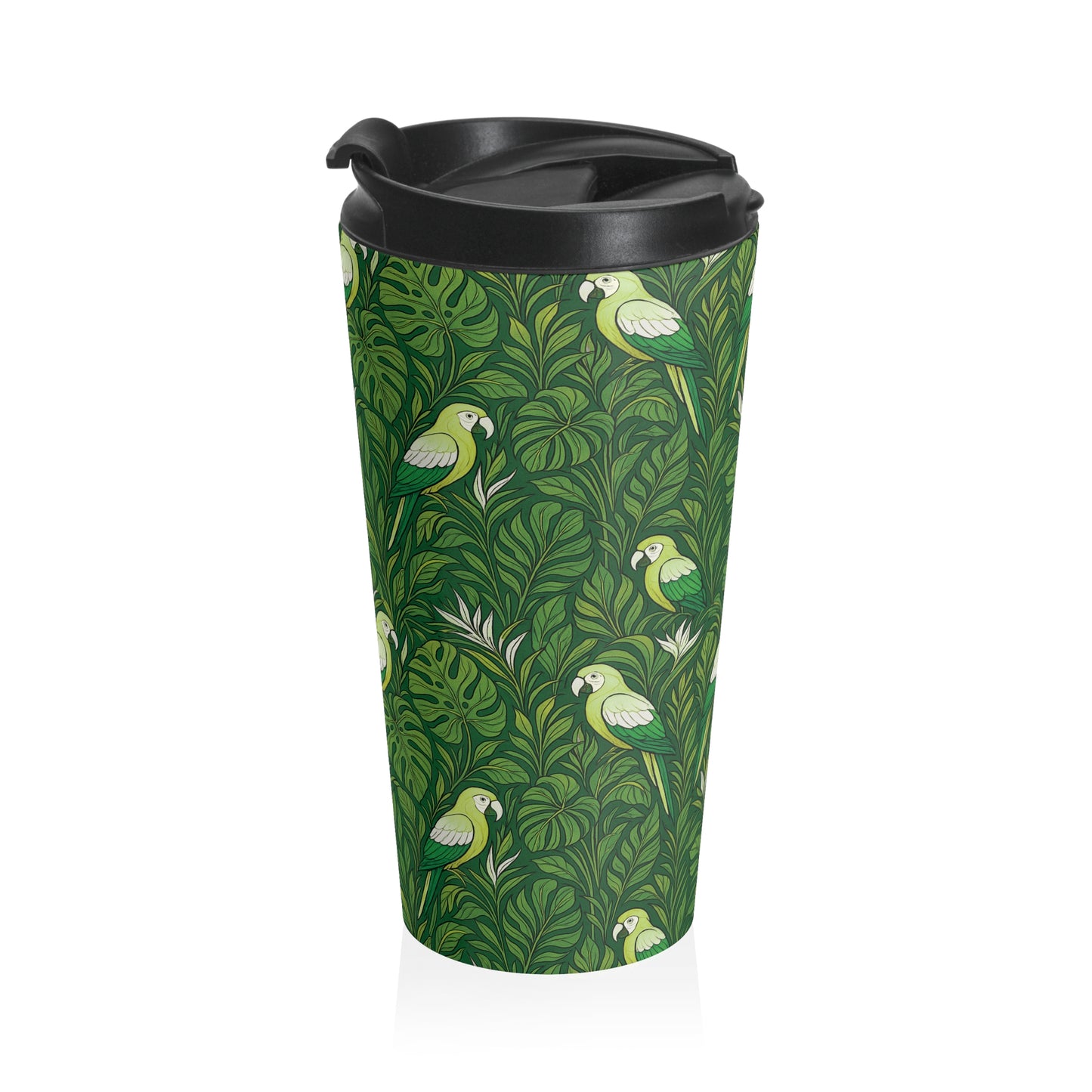 15 oz. Stainless Steel Travel Mug / Parrot Family Lime