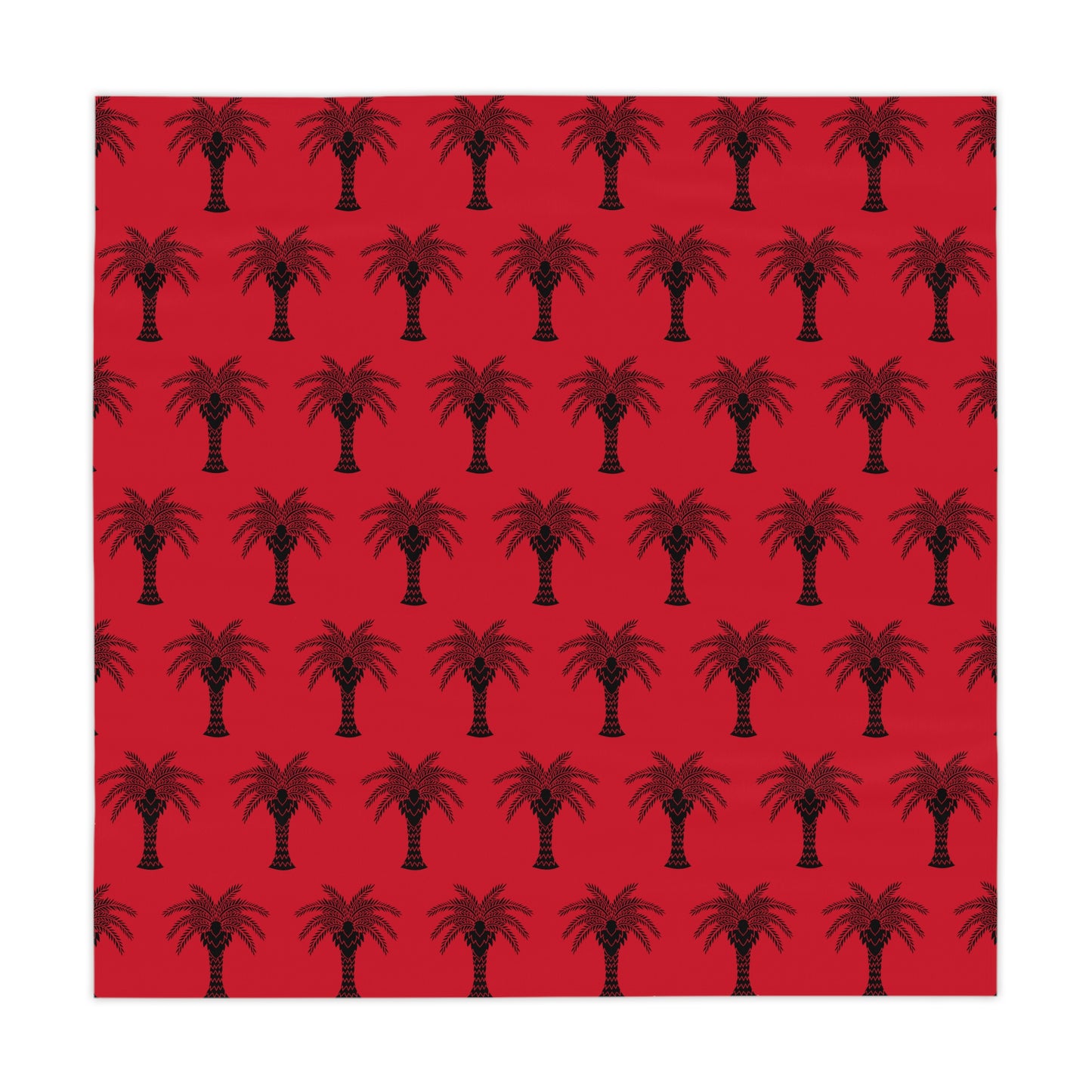 Palm Glory / Dark Red ~ Square Tablecloth, 55" x 55"