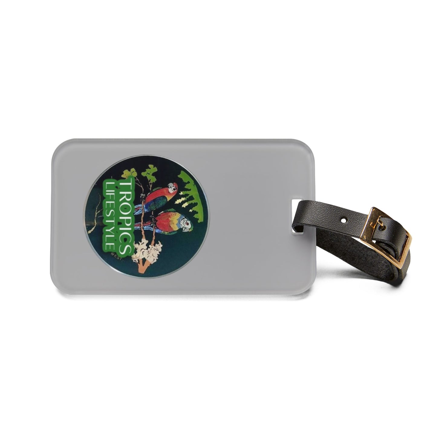 Luggage Tag - Two Brazilian Parrots, lt. grey