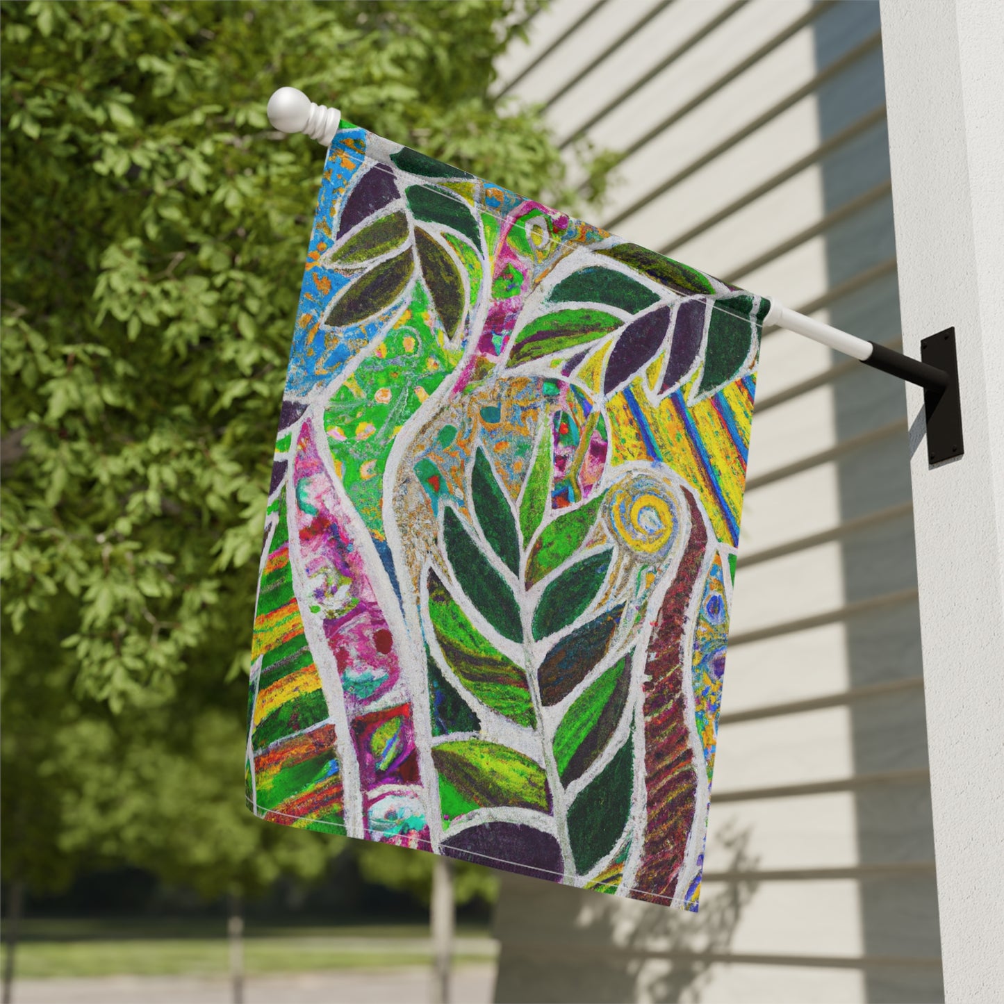 Tropical Garden Flag - Perfect for Outdoor Decor / Rainforest Amazon Whimsy