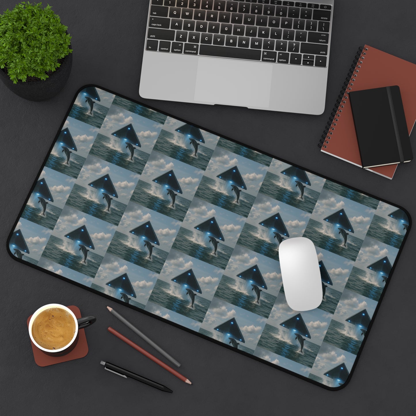 Tropical Mouse Pad/Desk Mat, 3 Sizes - Perfect for Home Office / UFO and Dolphin