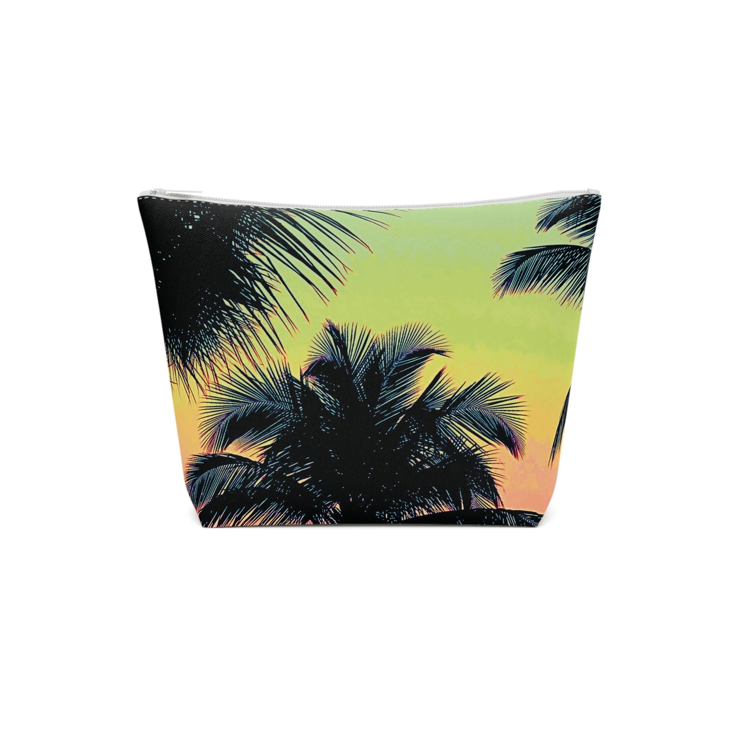 Tropical Cotton Cosmetic Bag, Makeup Pouch, 5 Sizes / Palm Glow, Sangria