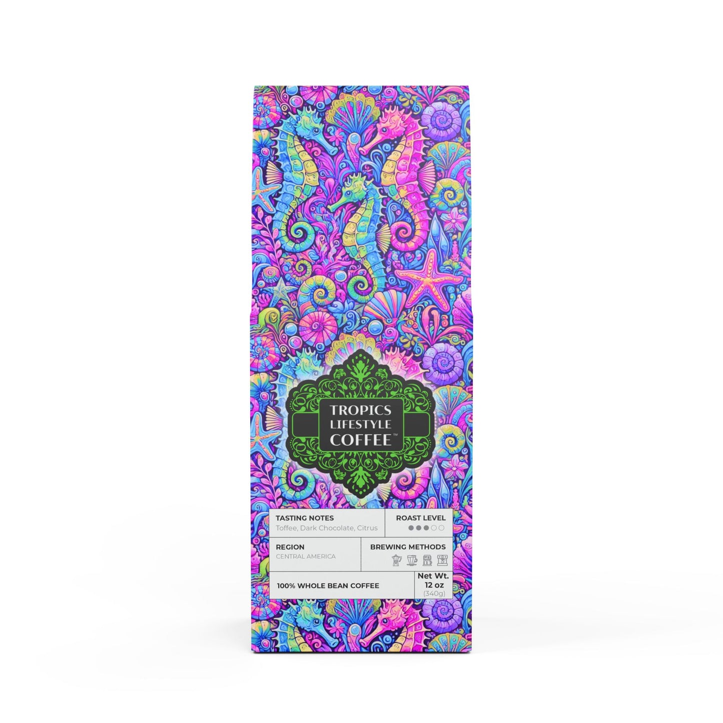 Citrus Bay Blend™ (Medium Roast) Specialty Grade Craft Coffee / Seahorse Trio, Fantasy Pop