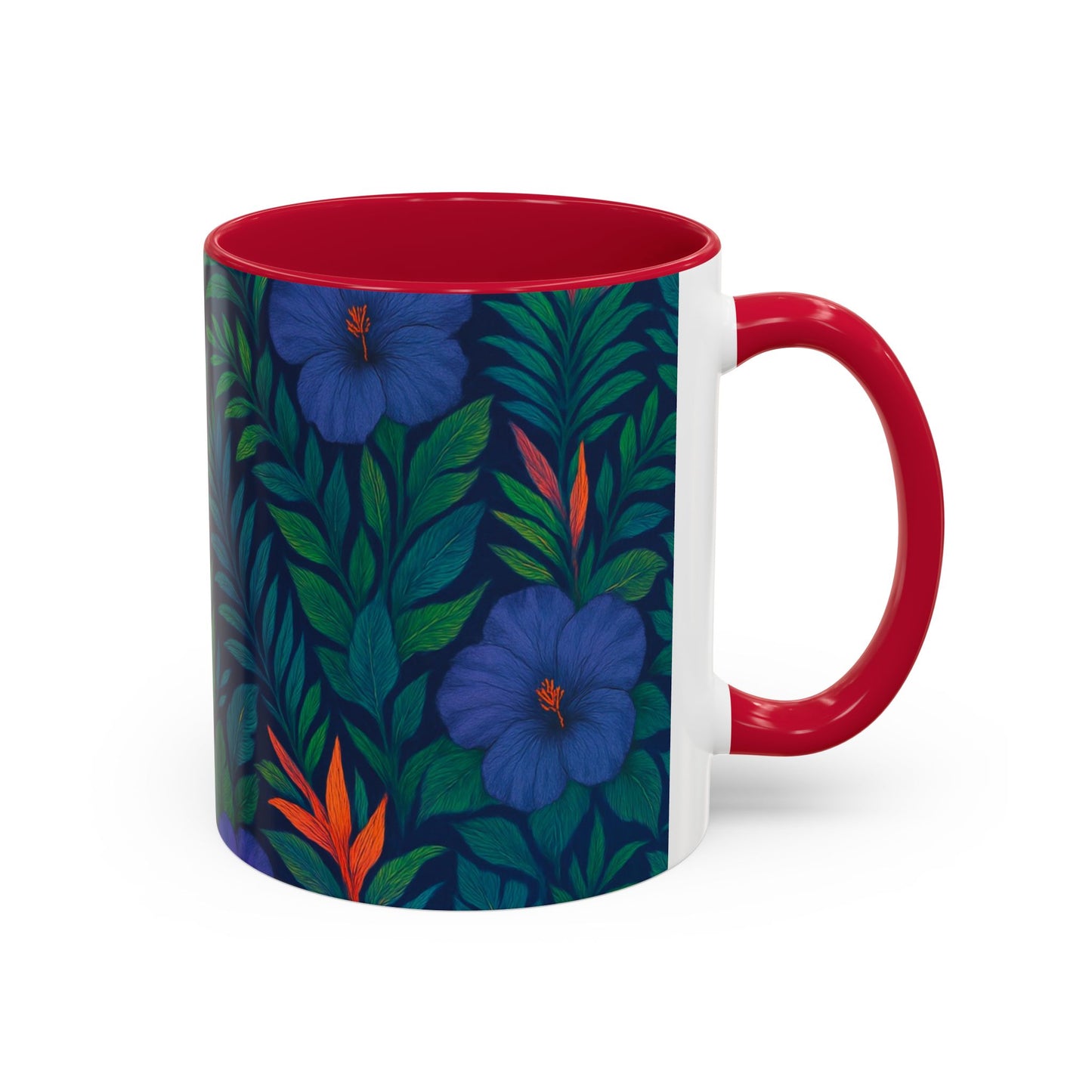 Vibrant Floral Coffee Mug - 11oz & 15oz / Midnight Flower Coral