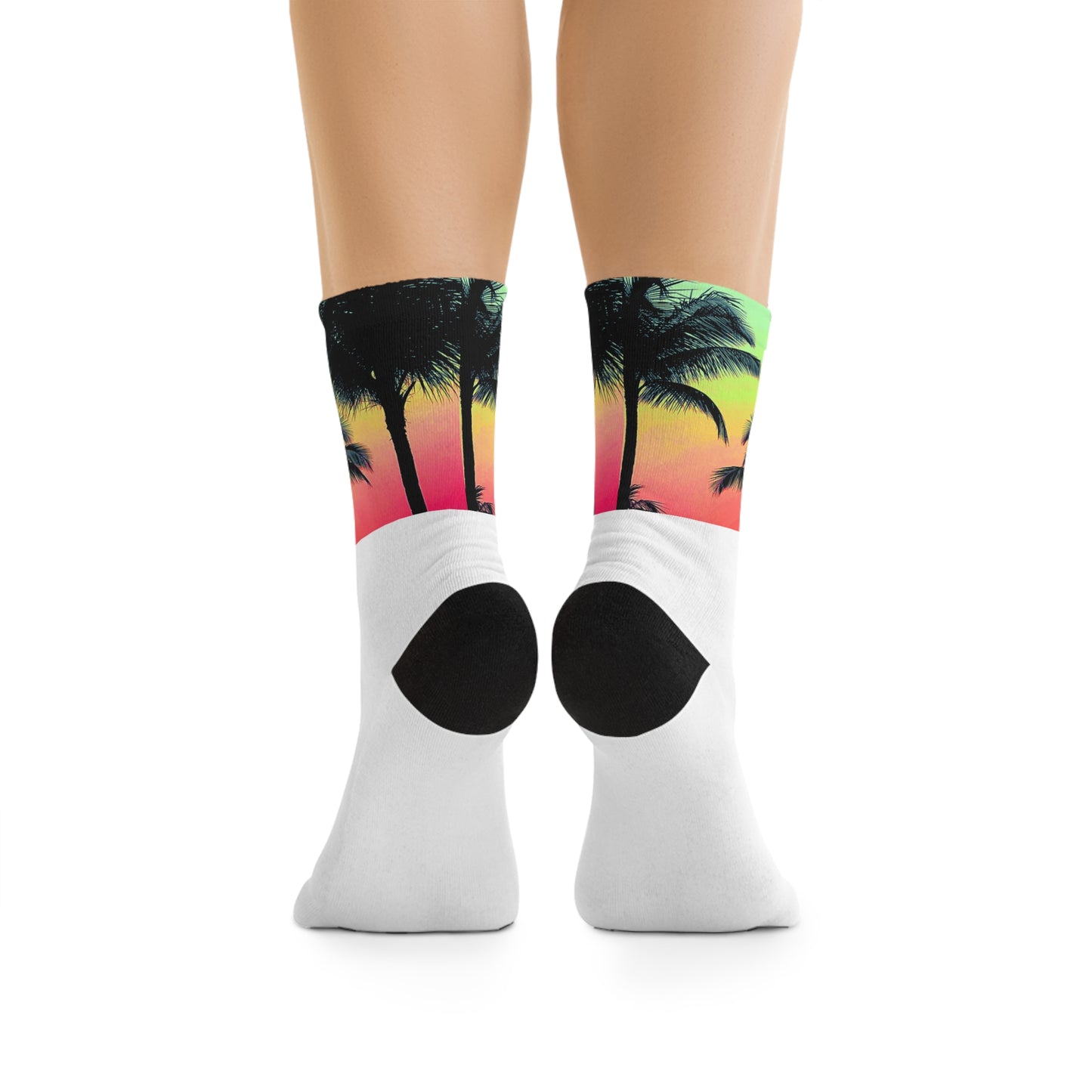 Recycled Poly Socks, Palm Glow Sangria/White