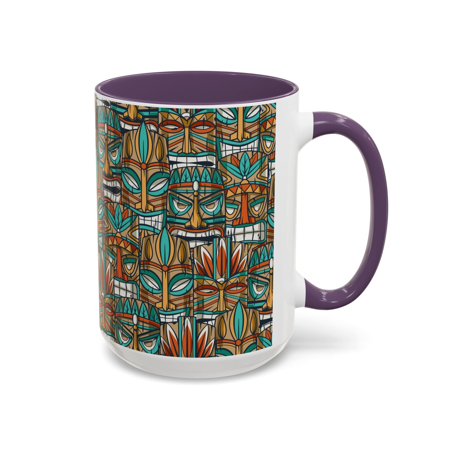 Accent Coffee Mug (11, 15oz), 8 Colors - Turquoise Tiki Party