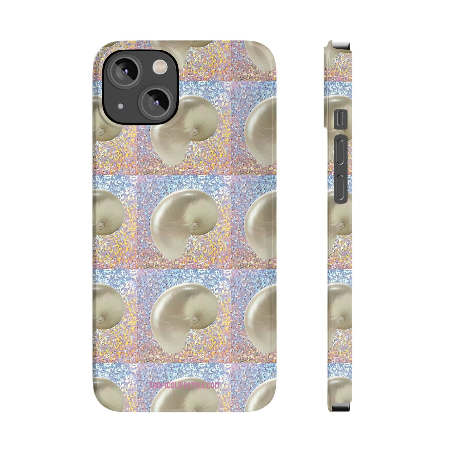 Slim Phone Cases - Disco White Nautilus