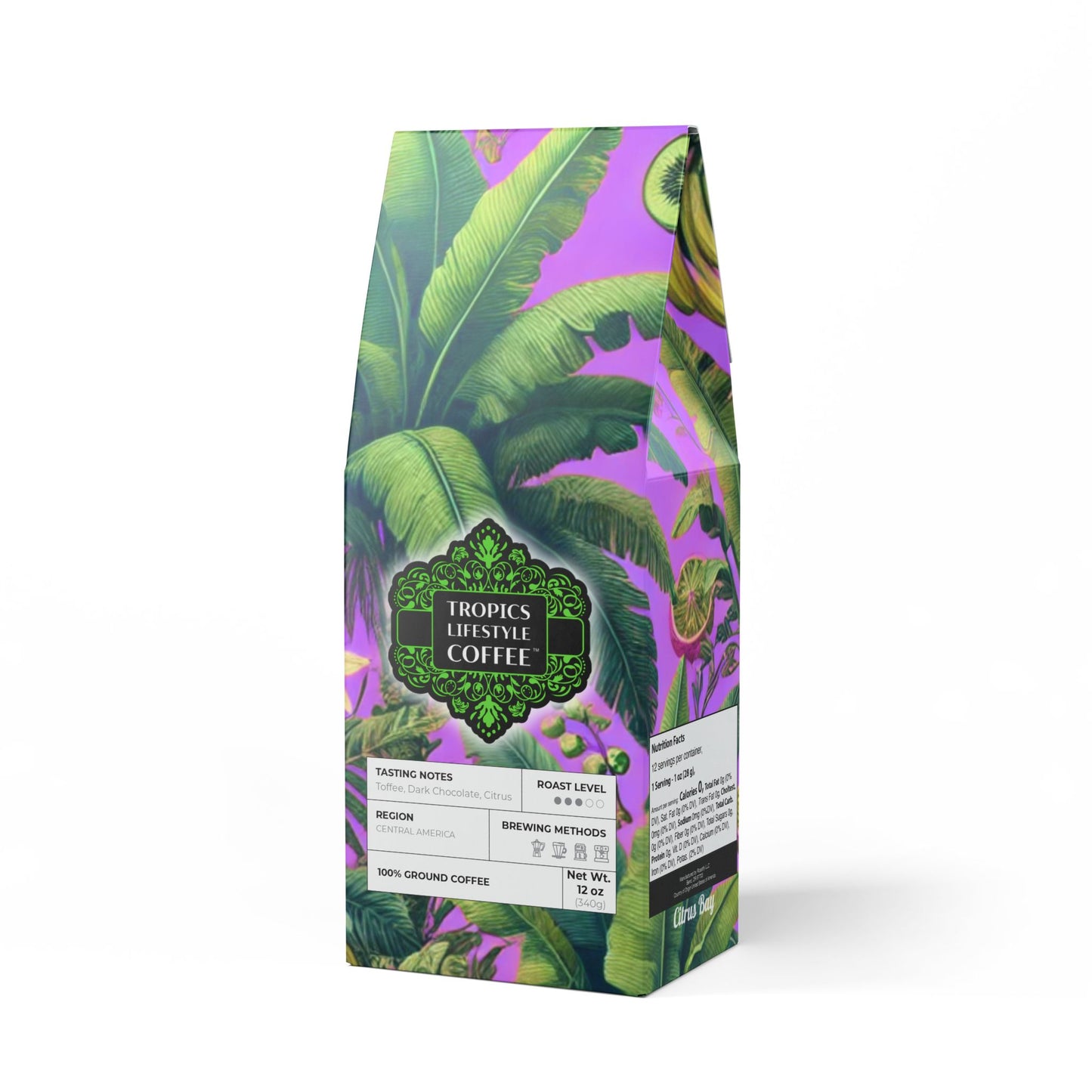Citrus Bay Blend™ (Medium Roast) Specialty Grade Craft Coffee / Palms and More Tropical Fruit, Lilac