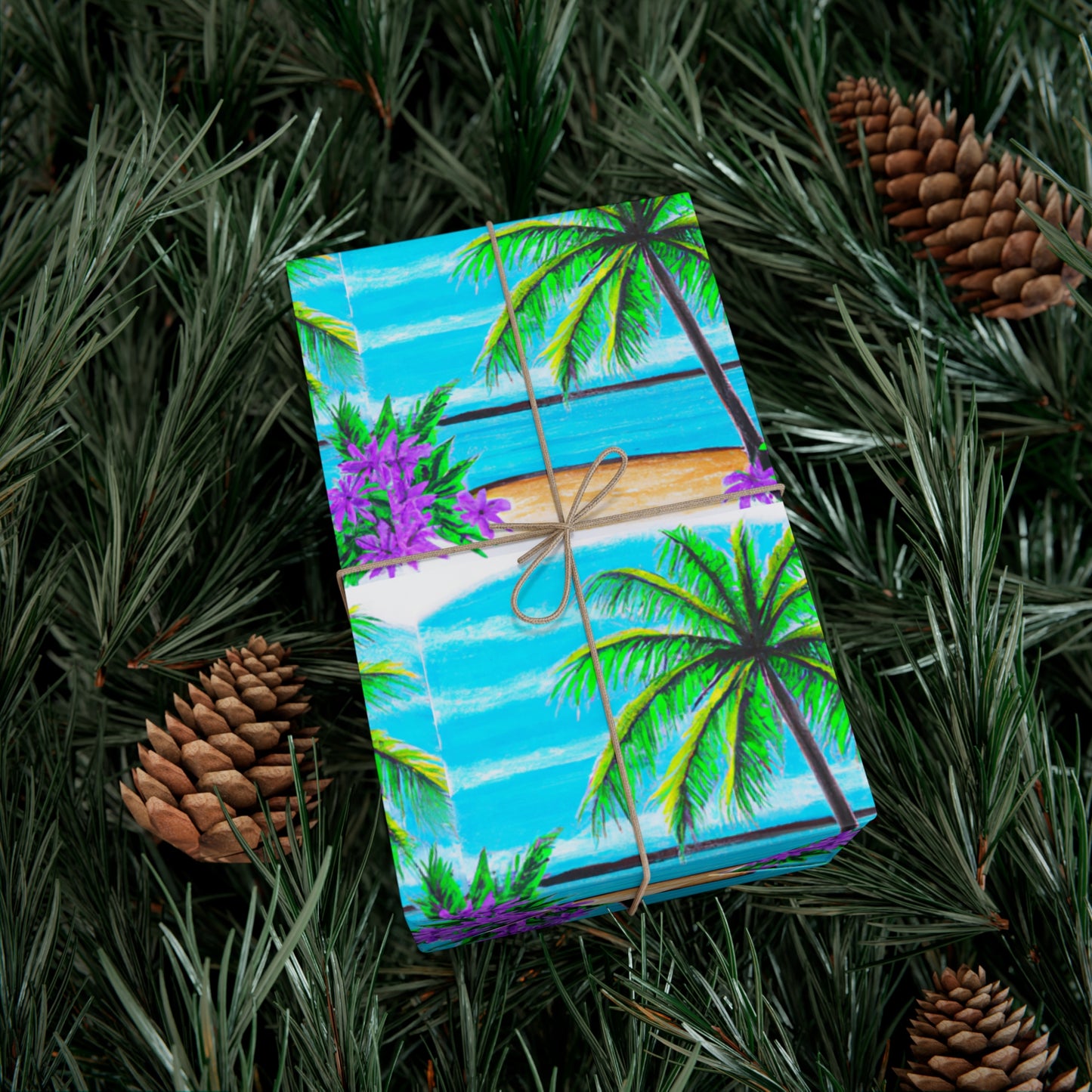 Wrapping Paper - Tropical Gift Wrap for All Occasions / 3 Sizes, 2 Finishes / Tropical Beach