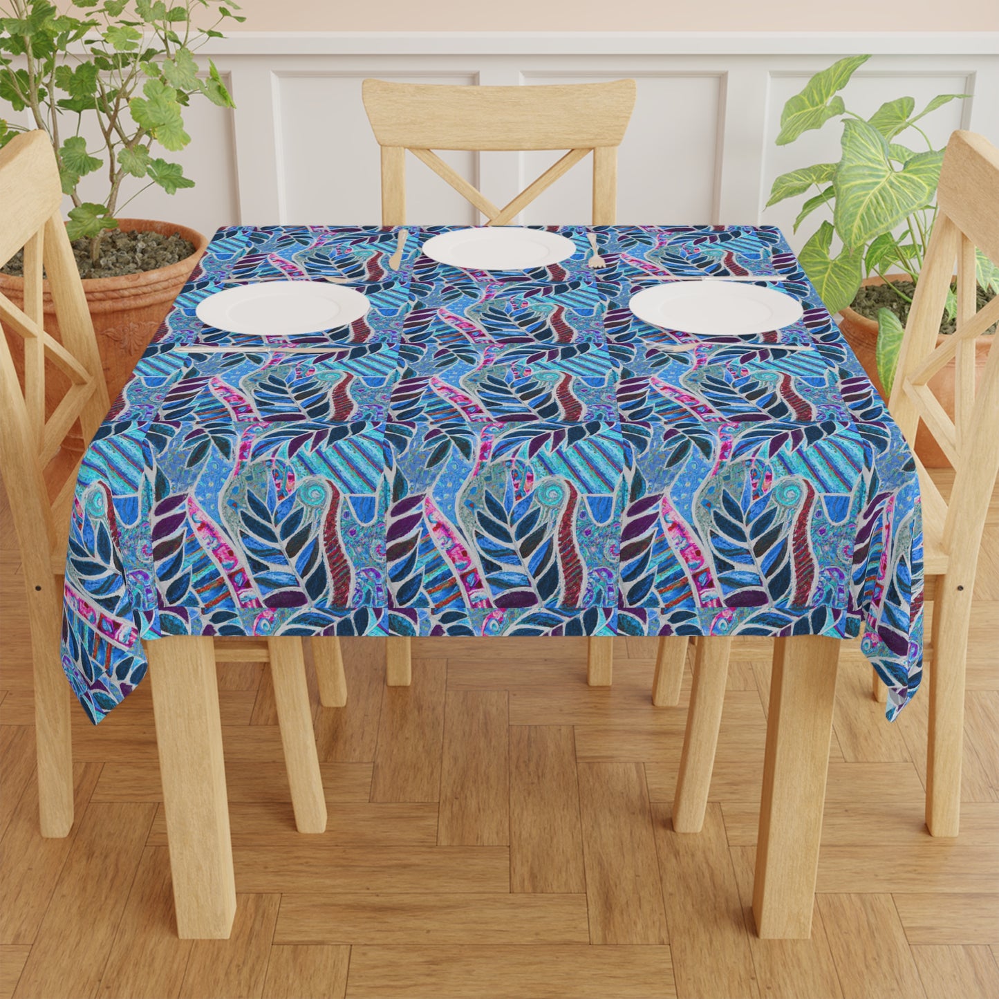 Amazon Whimsy/Blue Square Tablecloth, 55" x 55"