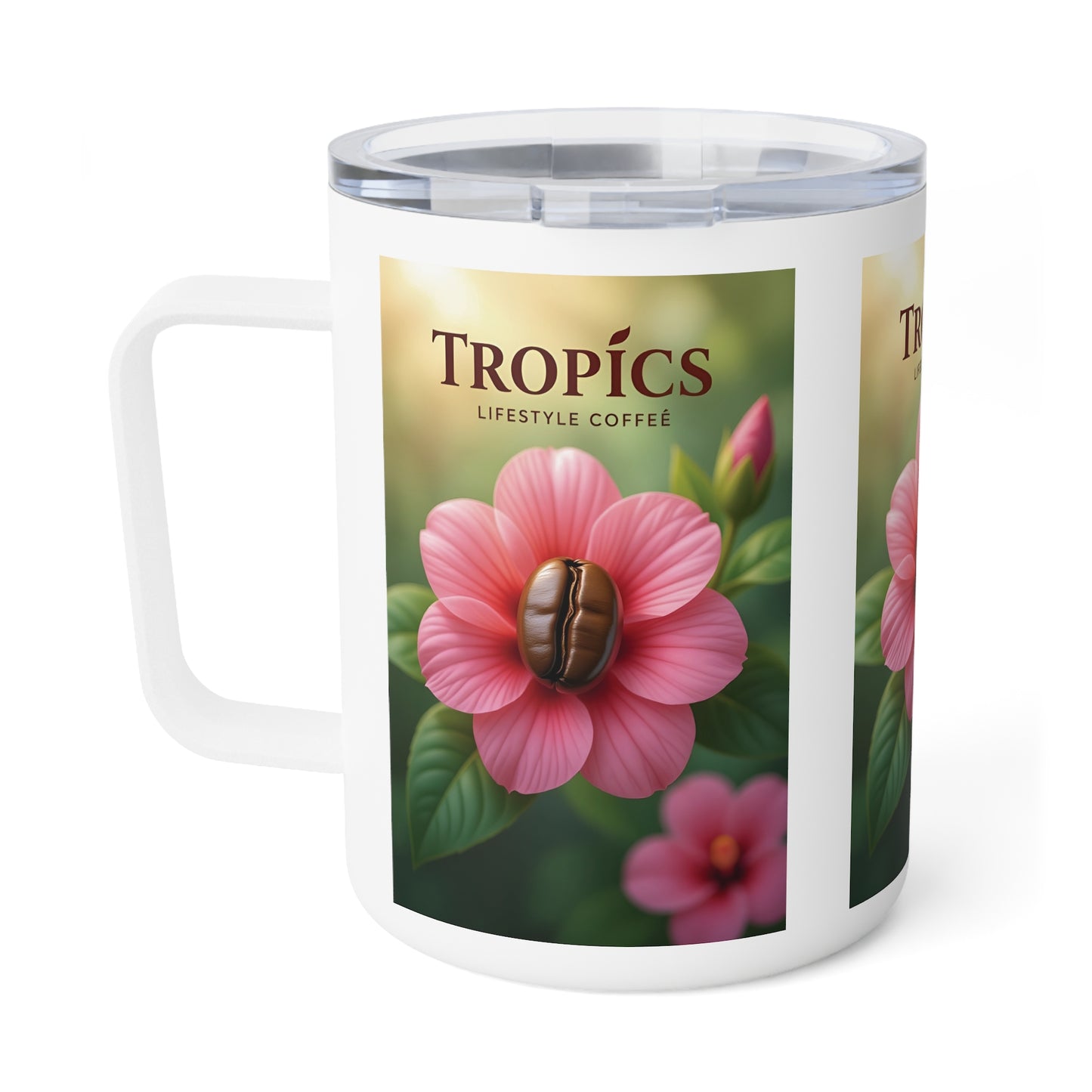 Tropical Insulated Coffee Mug, 10oz / Tropical Bean Flower
