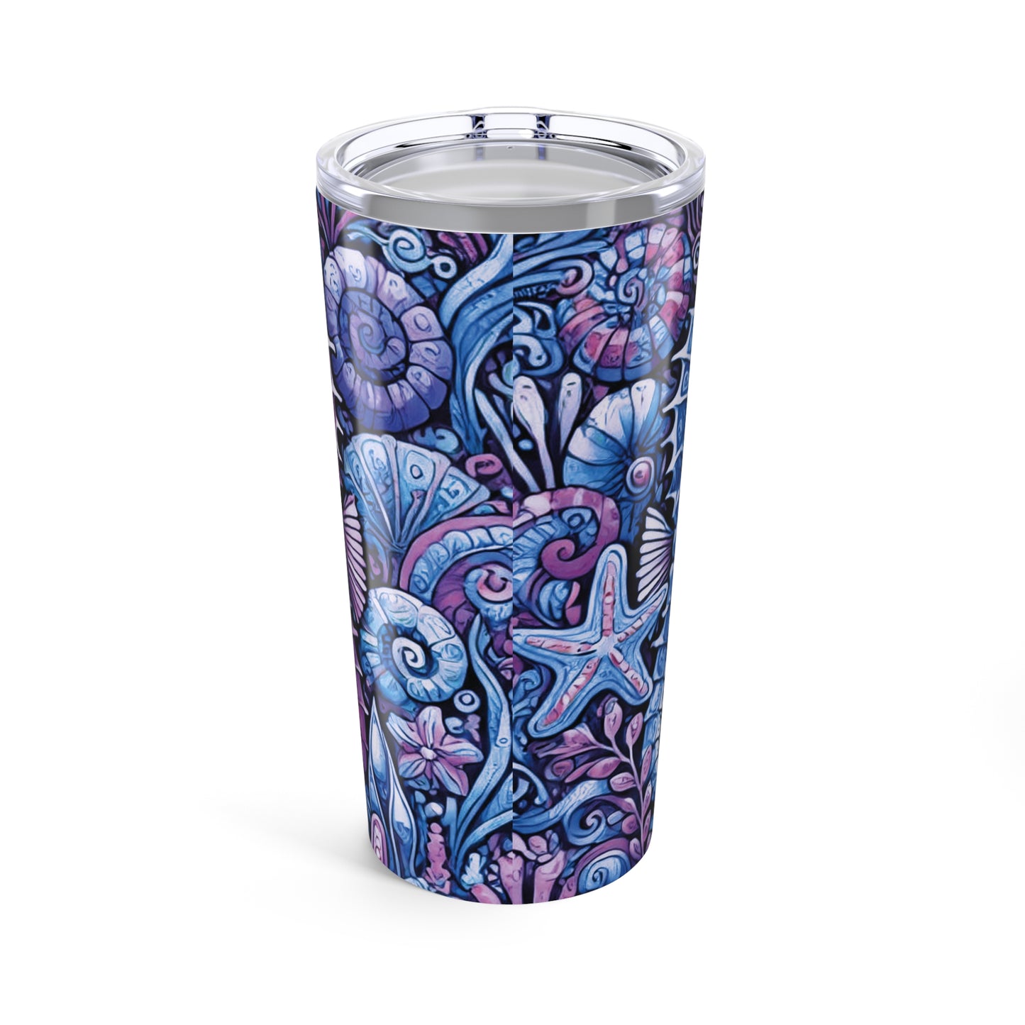 20oz Tropical Glossy Tumbler, Stainless Steel / Seahorse Trio, Blue