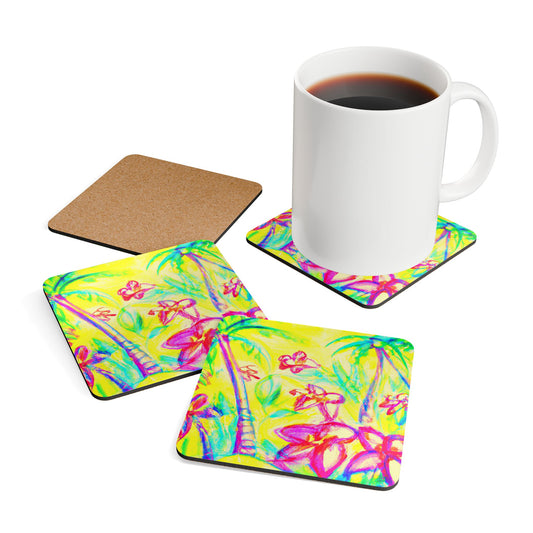 Coaster Set - Tropical Doodles, Yellow